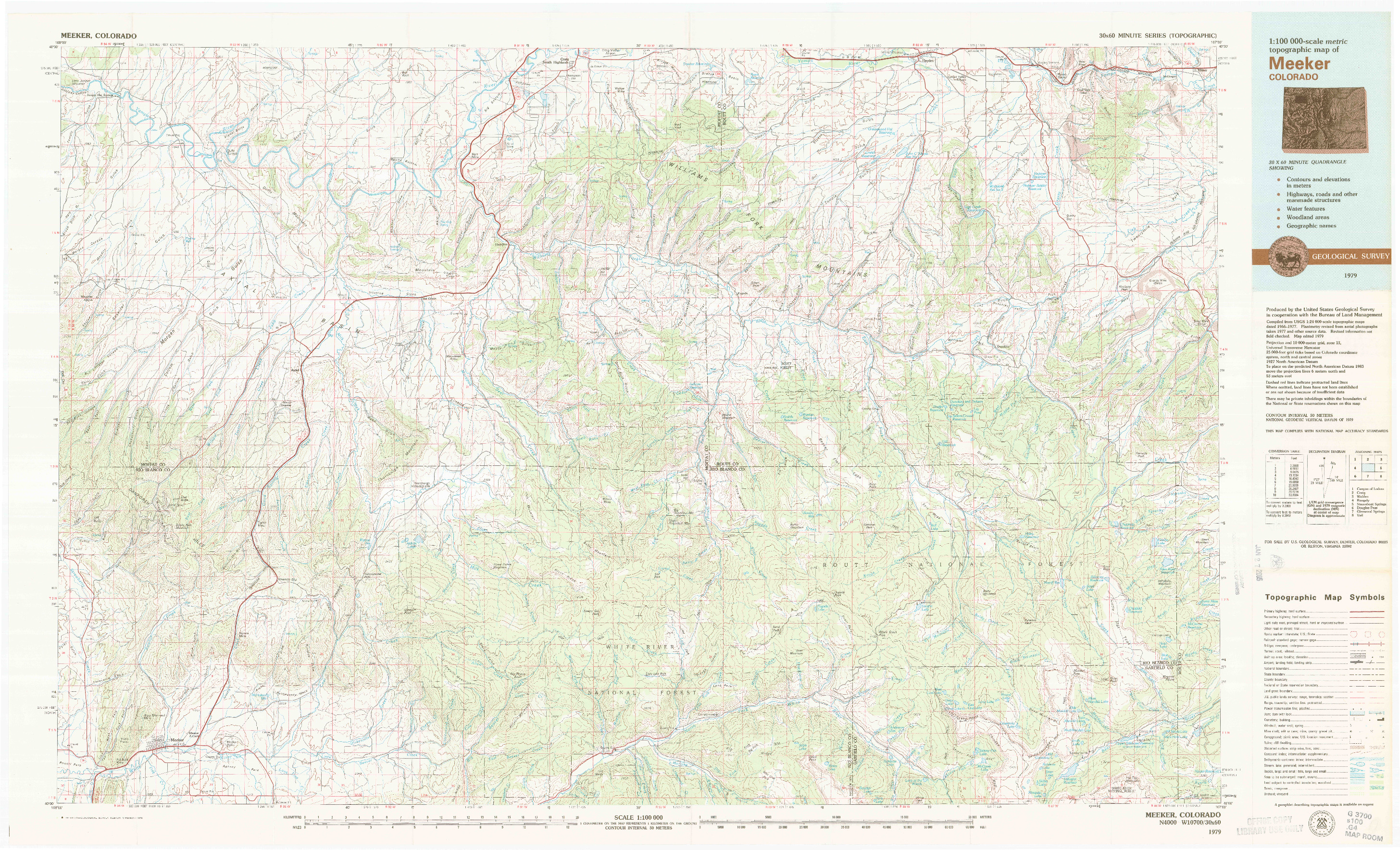USGS 1:100000-SCALE QUADRANGLE FOR MEEKER, CO 1979