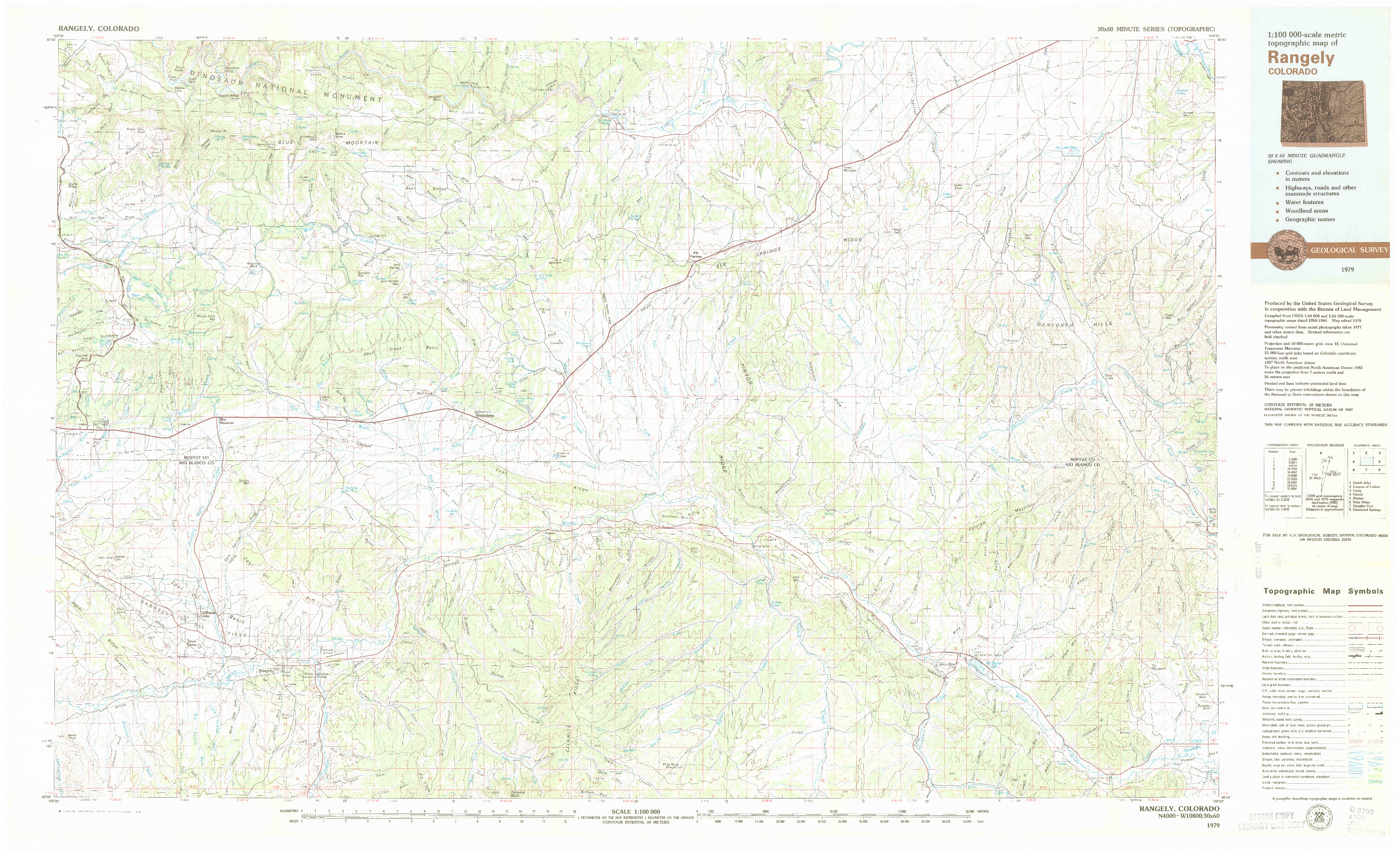 USGS 1:100000-SCALE QUADRANGLE FOR RANGELY, CO 1979