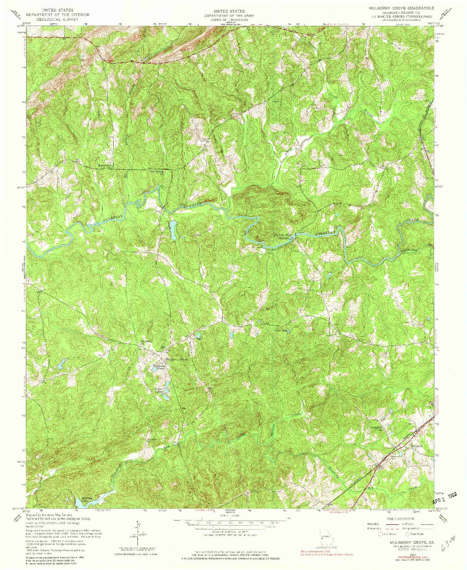 USGS 1:24000-SCALE QUADRANGLE FOR MULBERRY GROVE, GA 1955