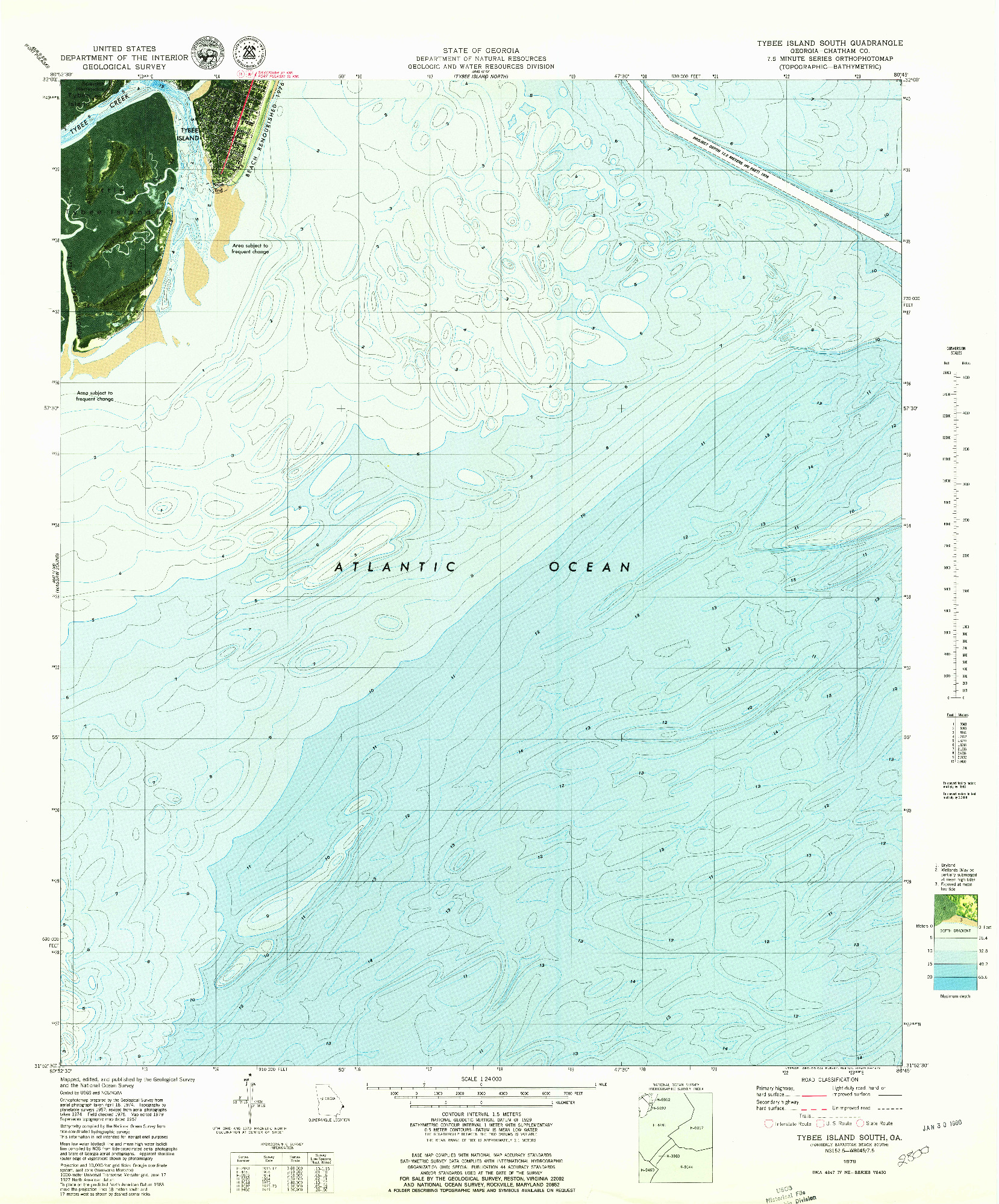 USGS 1:24000-SCALE QUADRANGLE FOR TYBEE ISLAND SOUTH, GA 1979