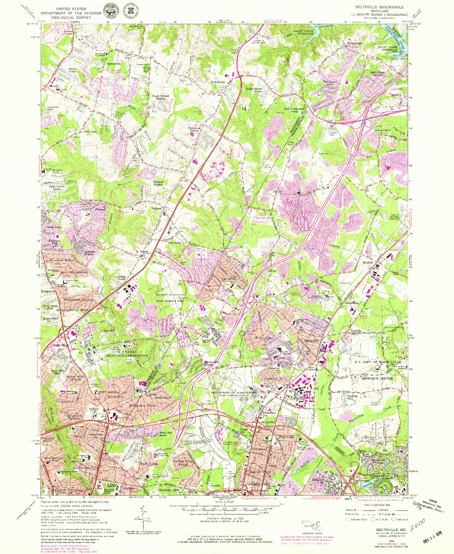 USGS 1:24000-SCALE QUADRANGLE FOR BELTSVILLE, MD 1964