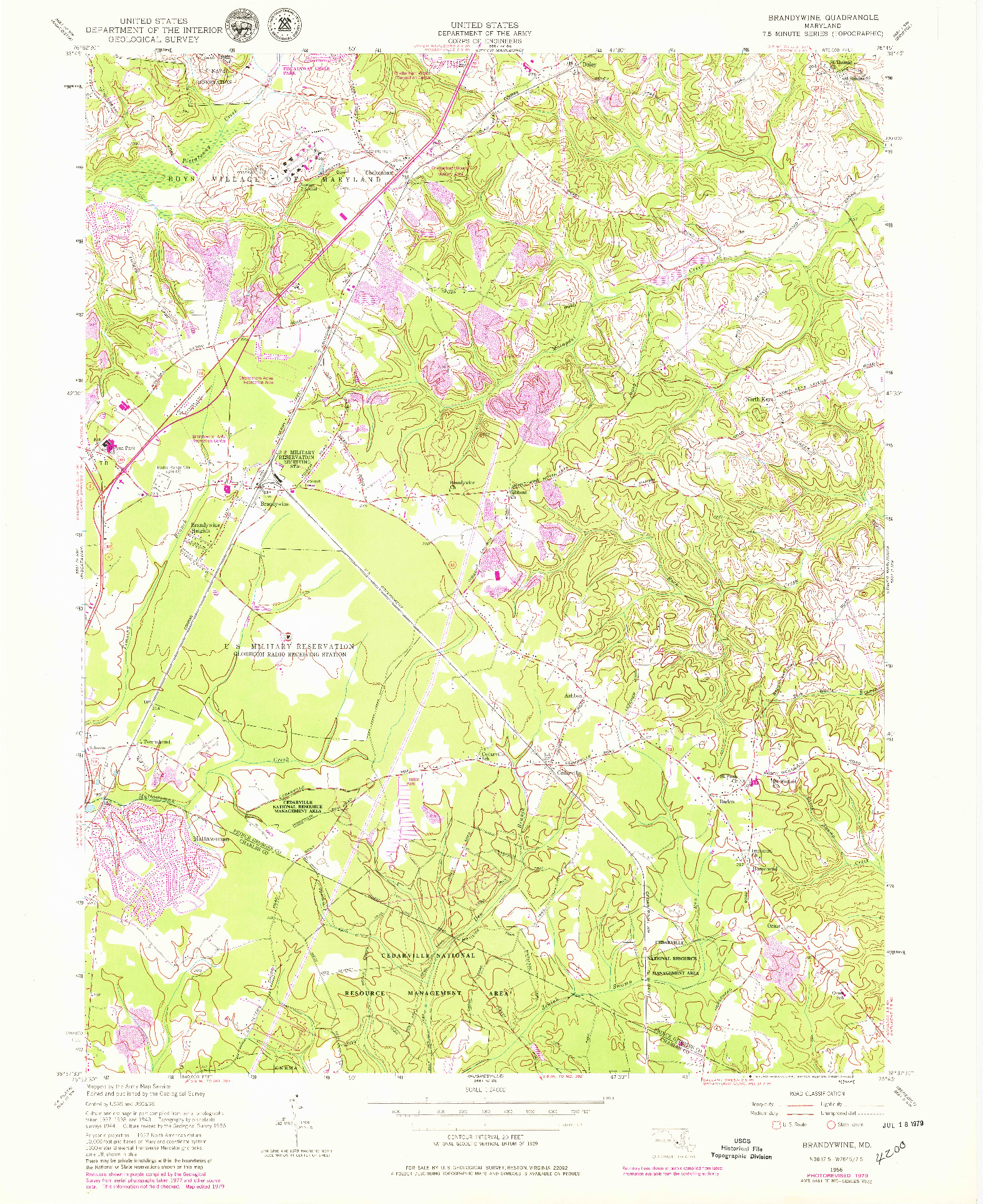 USGS 1:24000-SCALE QUADRANGLE FOR BRANDYWINE, MD 1956