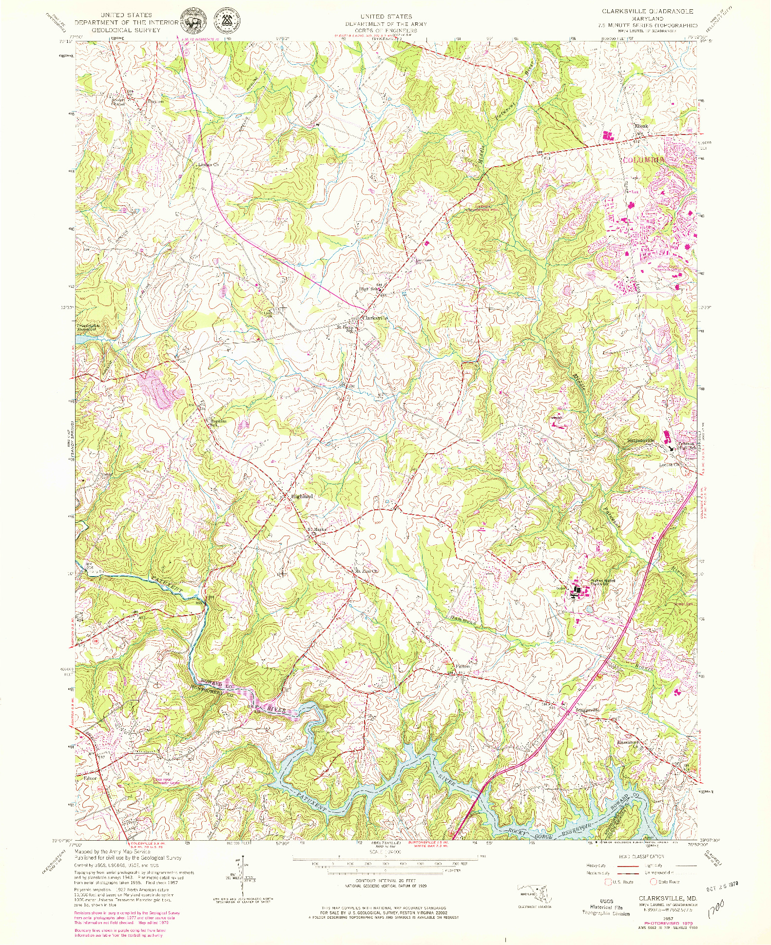 USGS 1:24000-SCALE QUADRANGLE FOR CLARKSVILLE, MD 1957