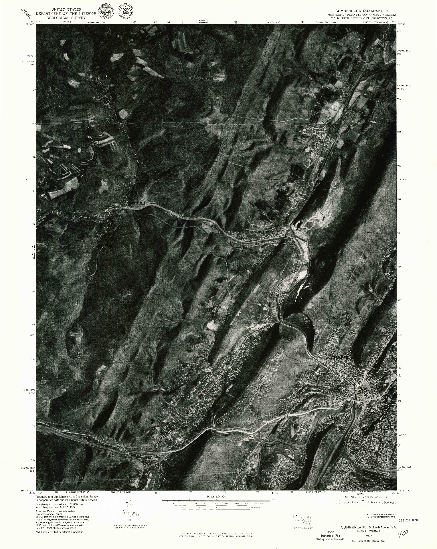 USGS 1:24000-SCALE QUADRANGLE FOR CUMBERLAND, MD 1977