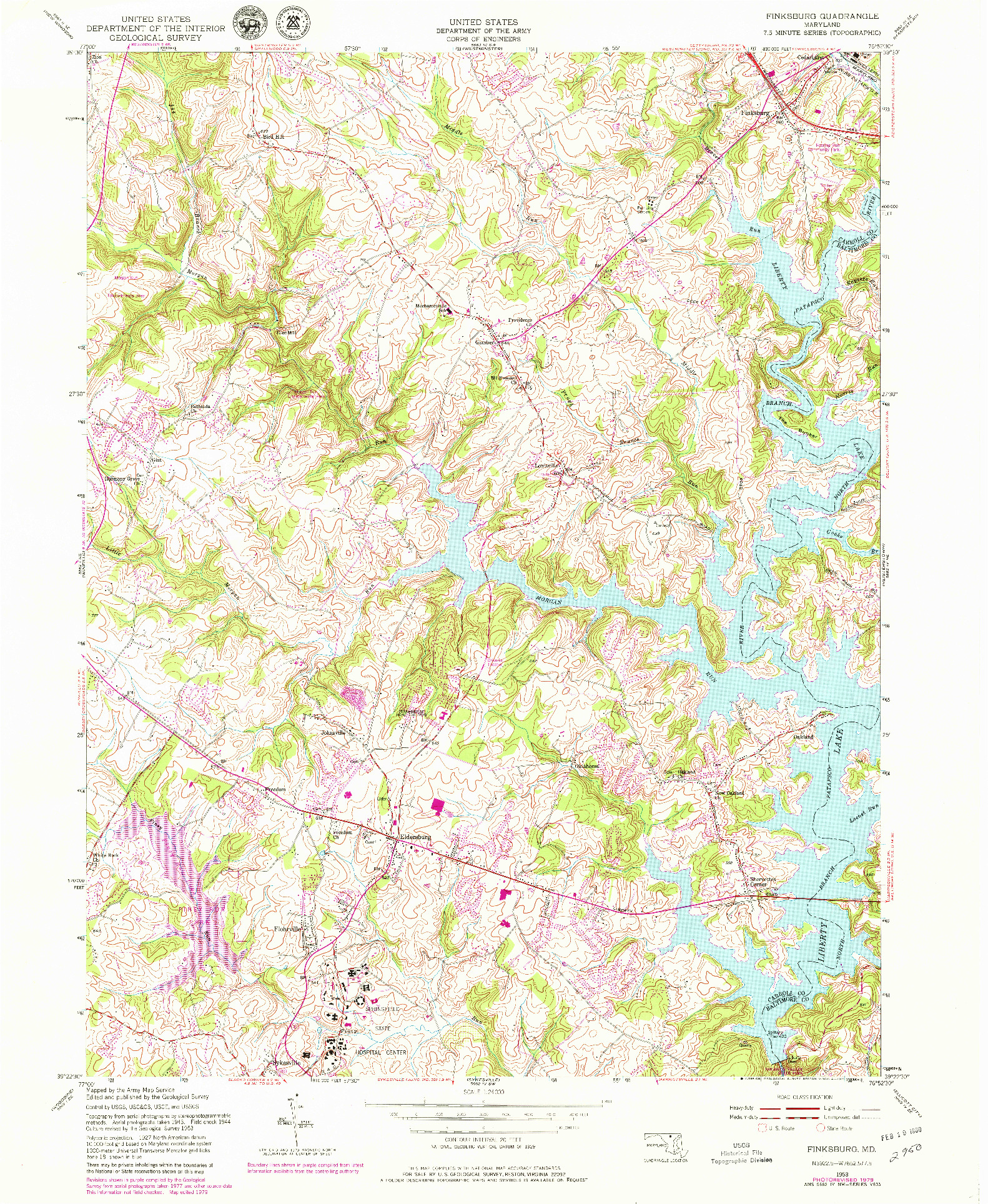 USGS 1:24000-SCALE QUADRANGLE FOR FINKSBURG, MD 1953