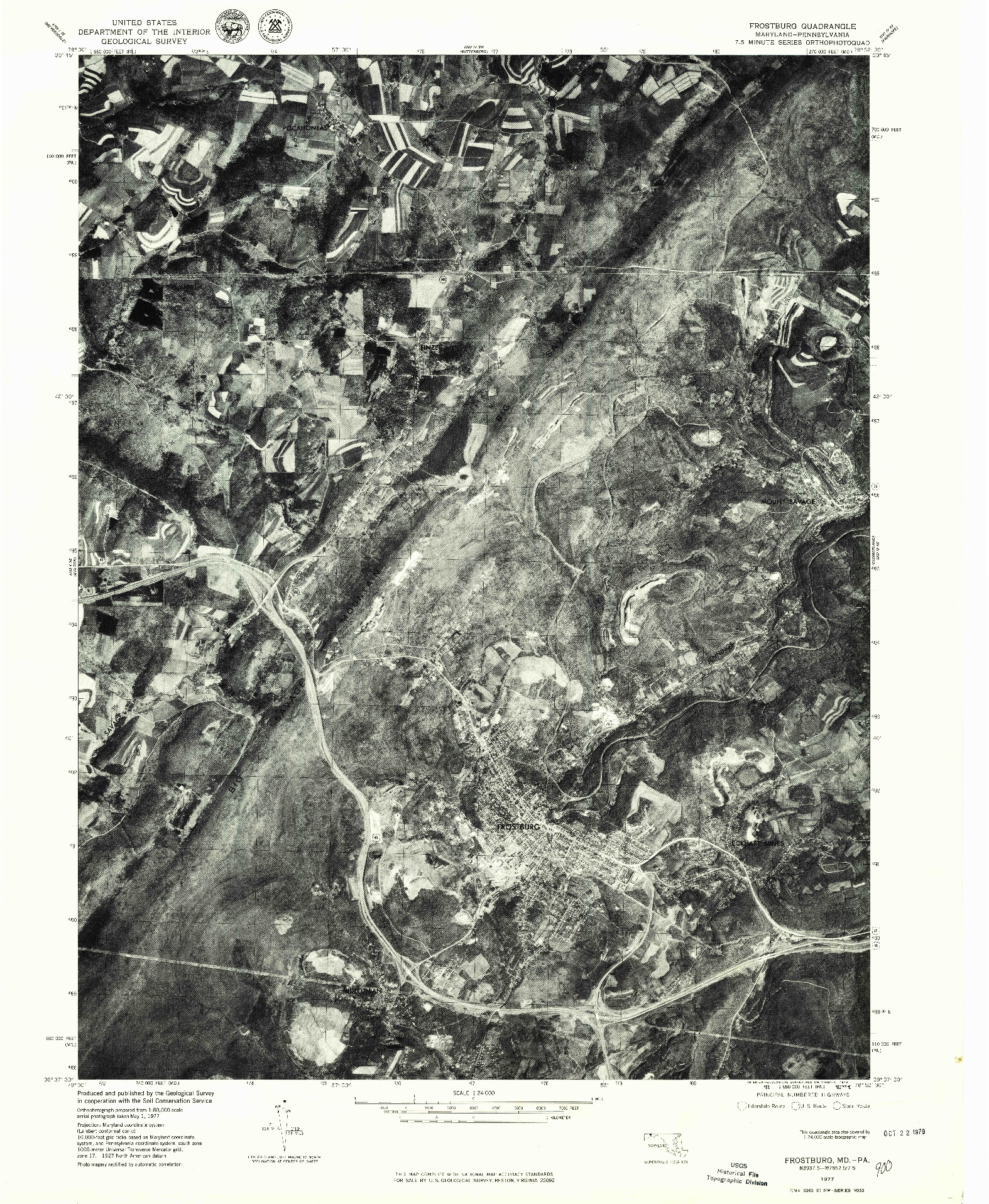 USGS 1:24000-SCALE QUADRANGLE FOR FROSTBURG, MD 1977