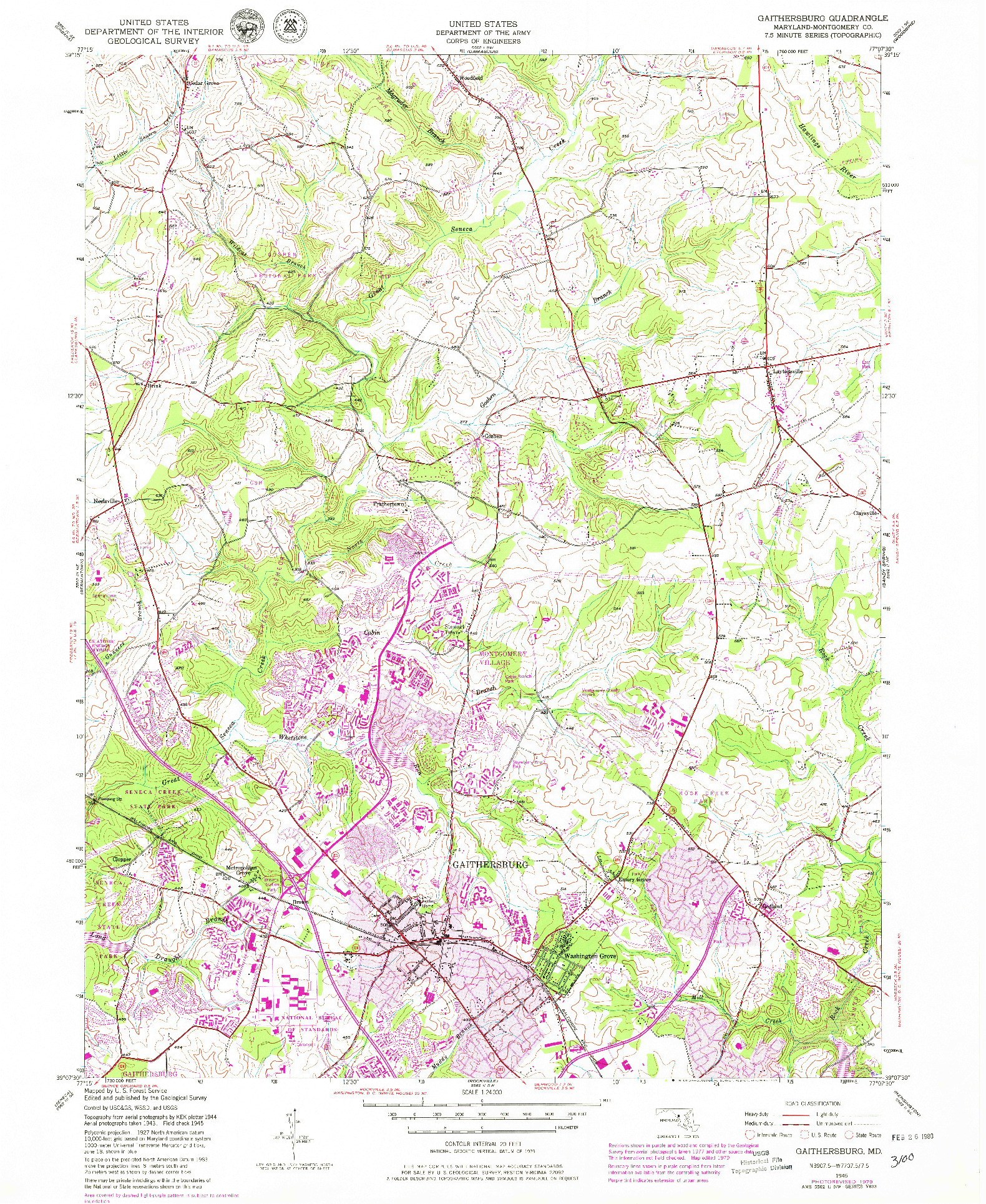 USGS 1:24000-SCALE QUADRANGLE FOR GAITHERSBURG, MD 1945