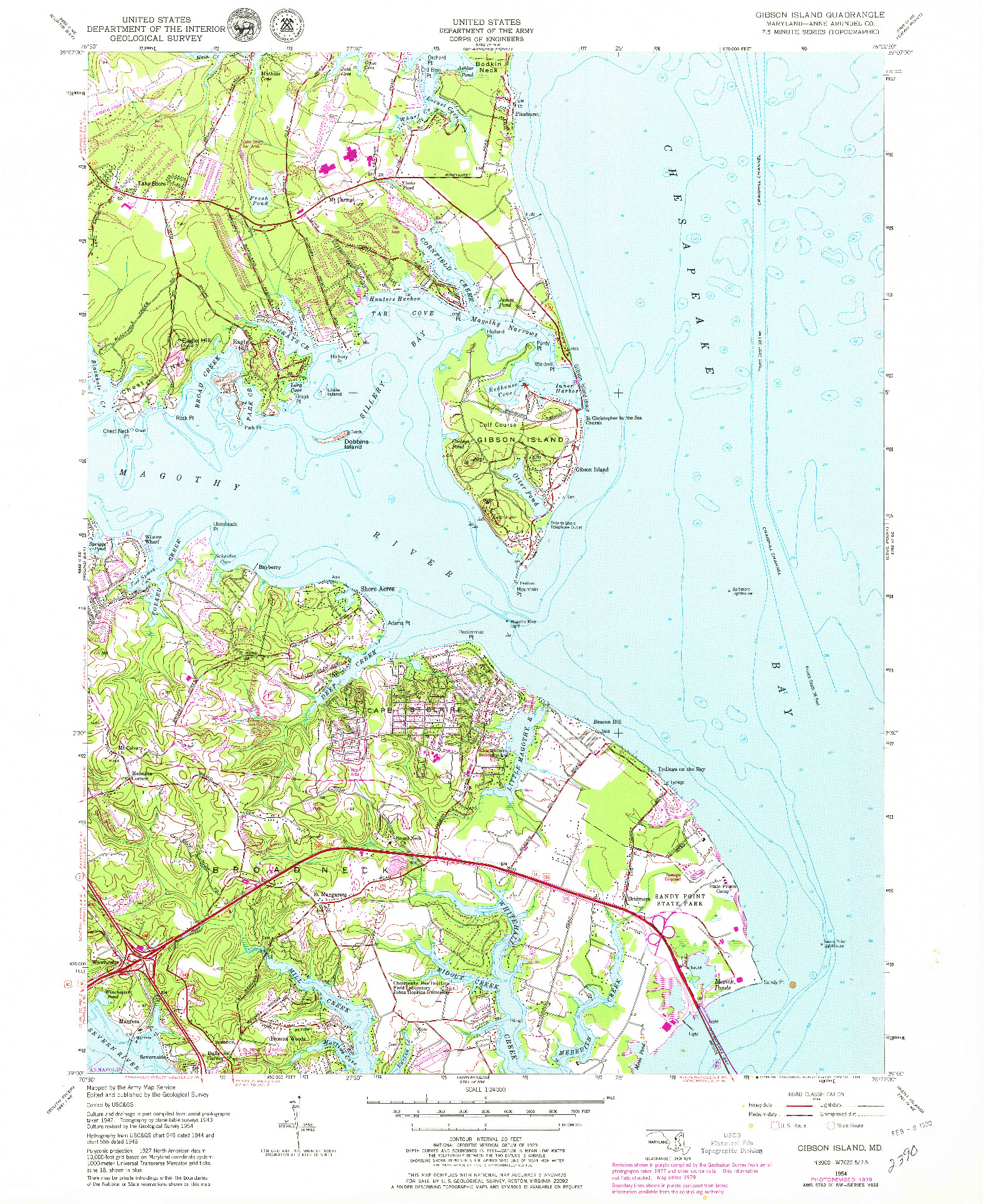 USGS 1:24000-SCALE QUADRANGLE FOR GIBSON ISLAND, MD 1954