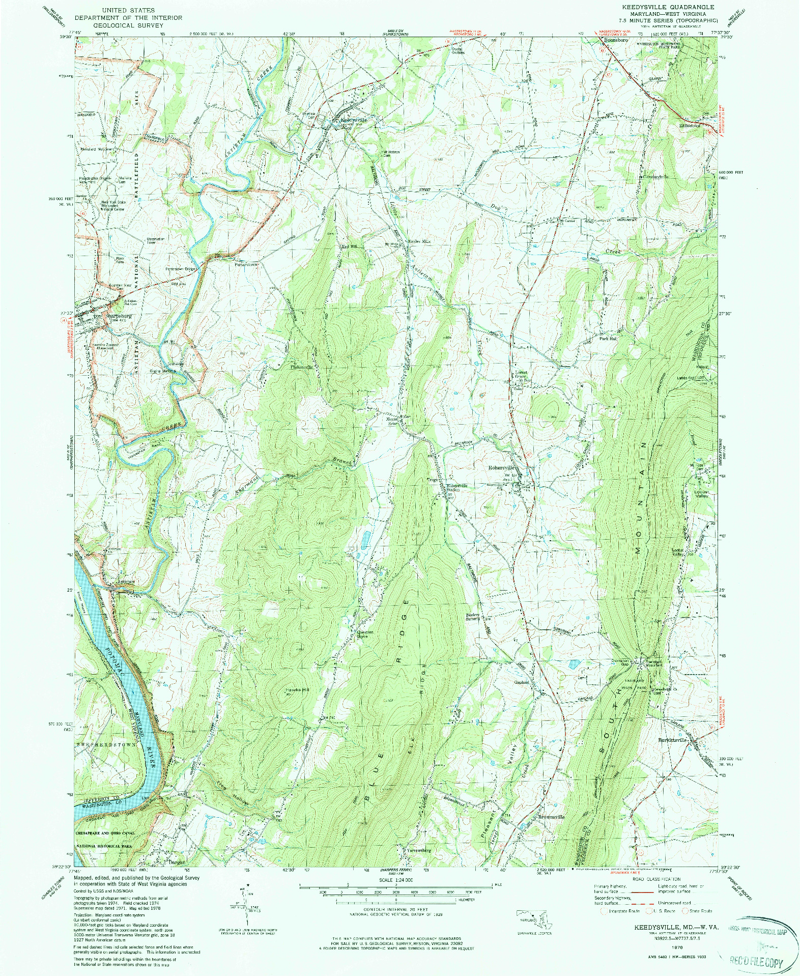 USGS 1:24000-SCALE QUADRANGLE FOR KEEDYSVILLE, MD 1978