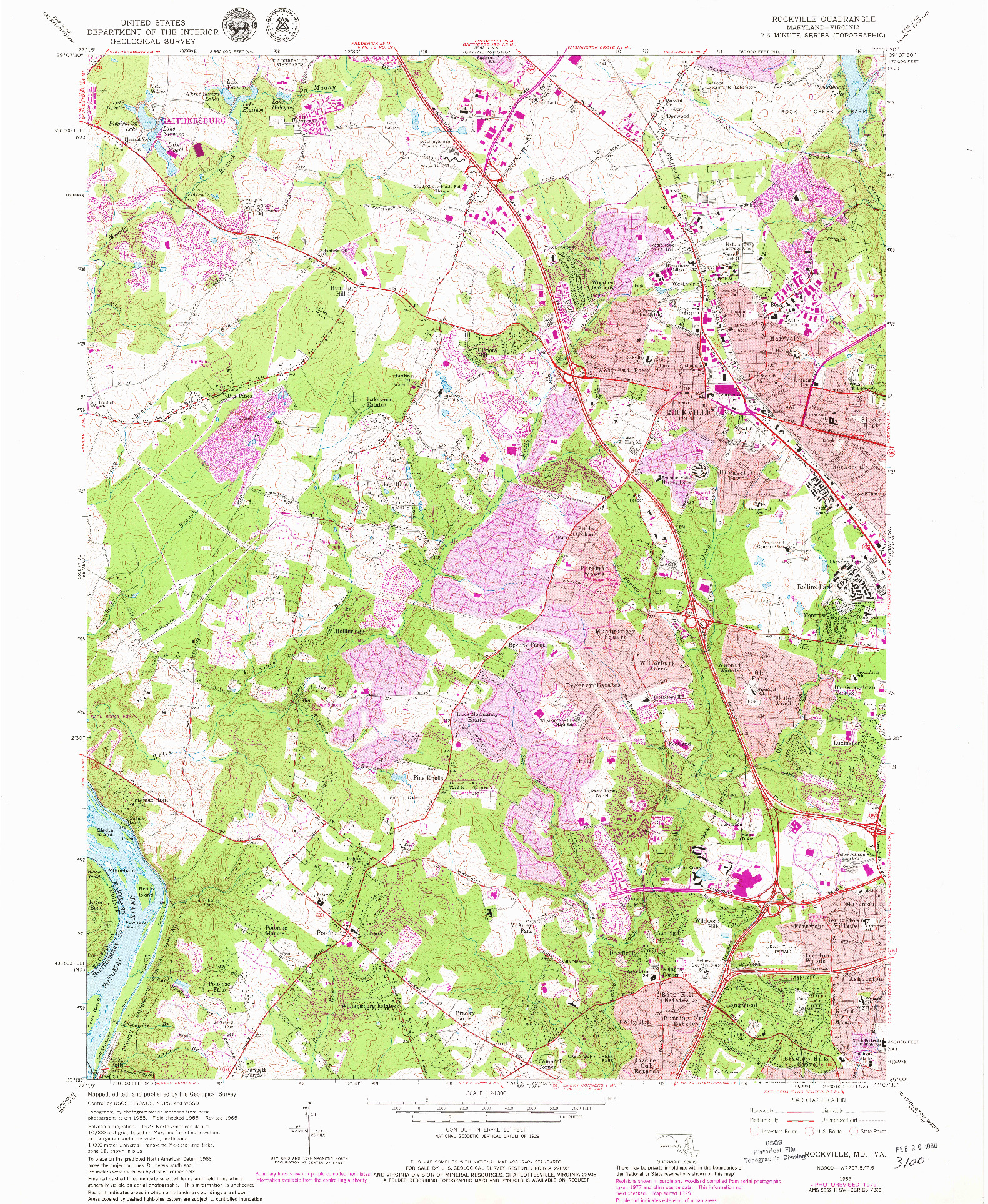 USGS 1:24000-SCALE QUADRANGLE FOR ROCKVILLE, MD 1965