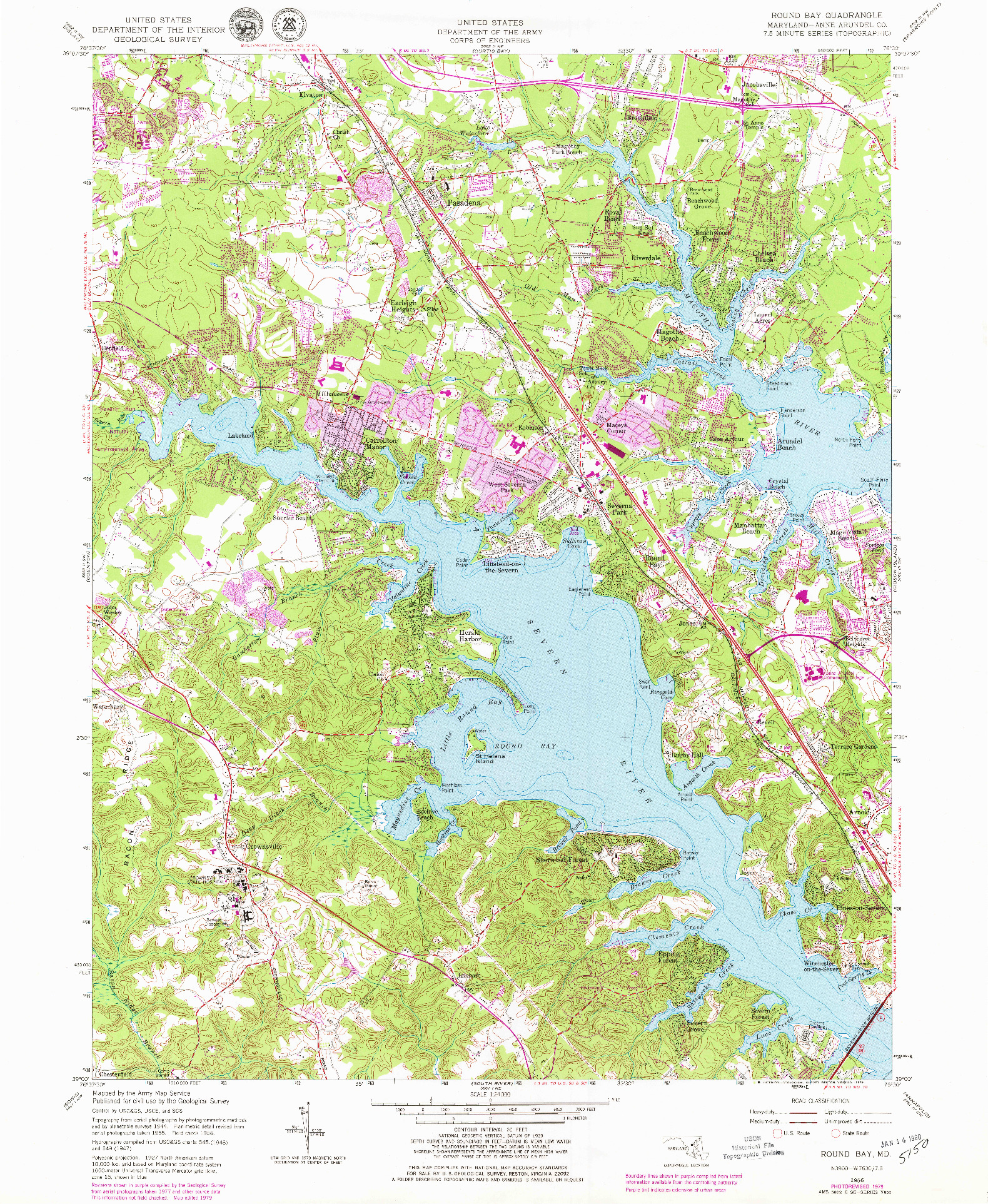 USGS 1:24000-SCALE QUADRANGLE FOR ROUND BAY, MD 1956