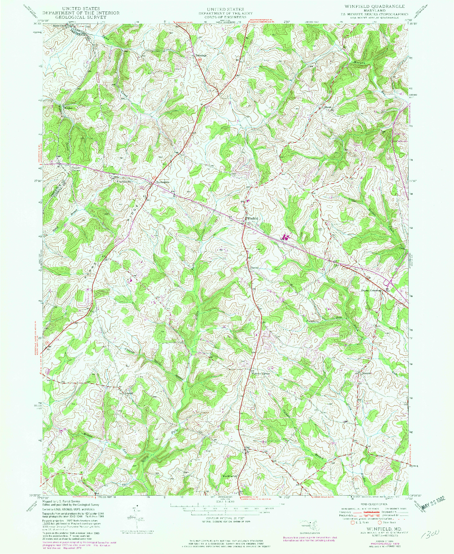 USGS 1:24000-SCALE QUADRANGLE FOR WINFIELD, MD 1950