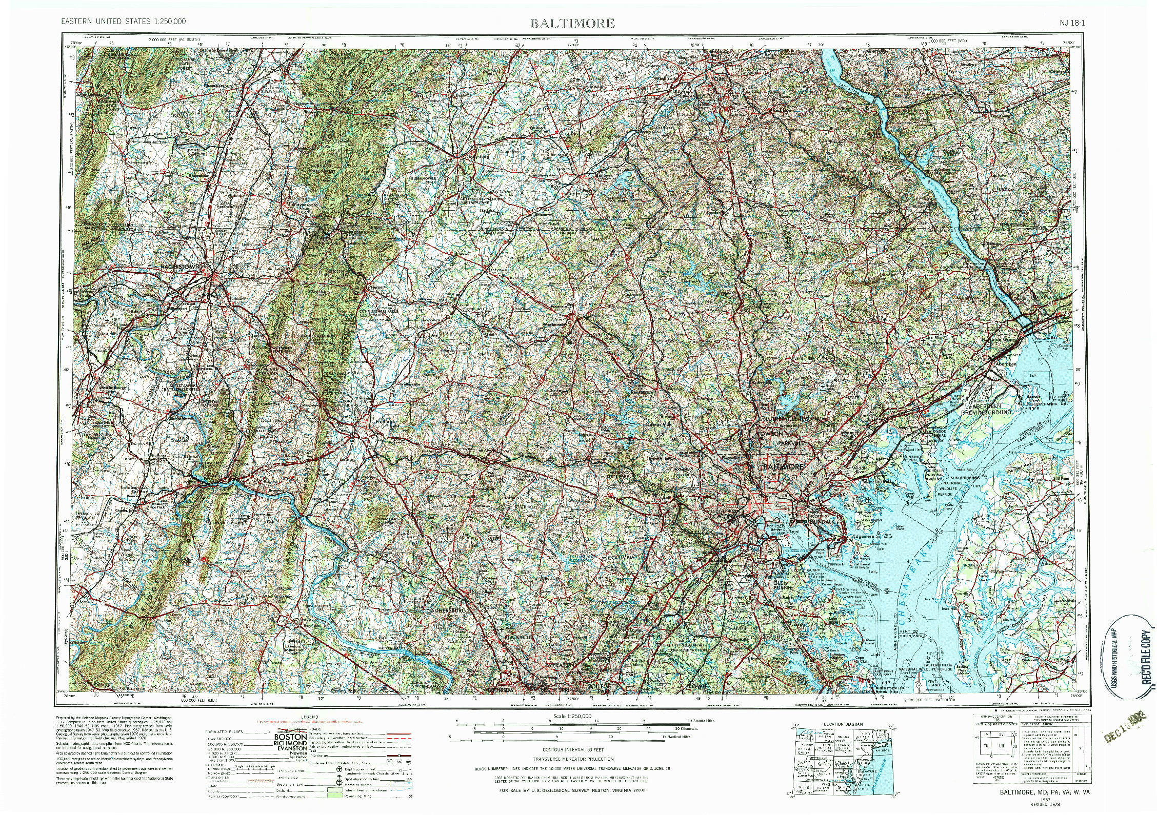 USGS 1:250000-SCALE QUADRANGLE FOR BALTIMORE, MD 1957