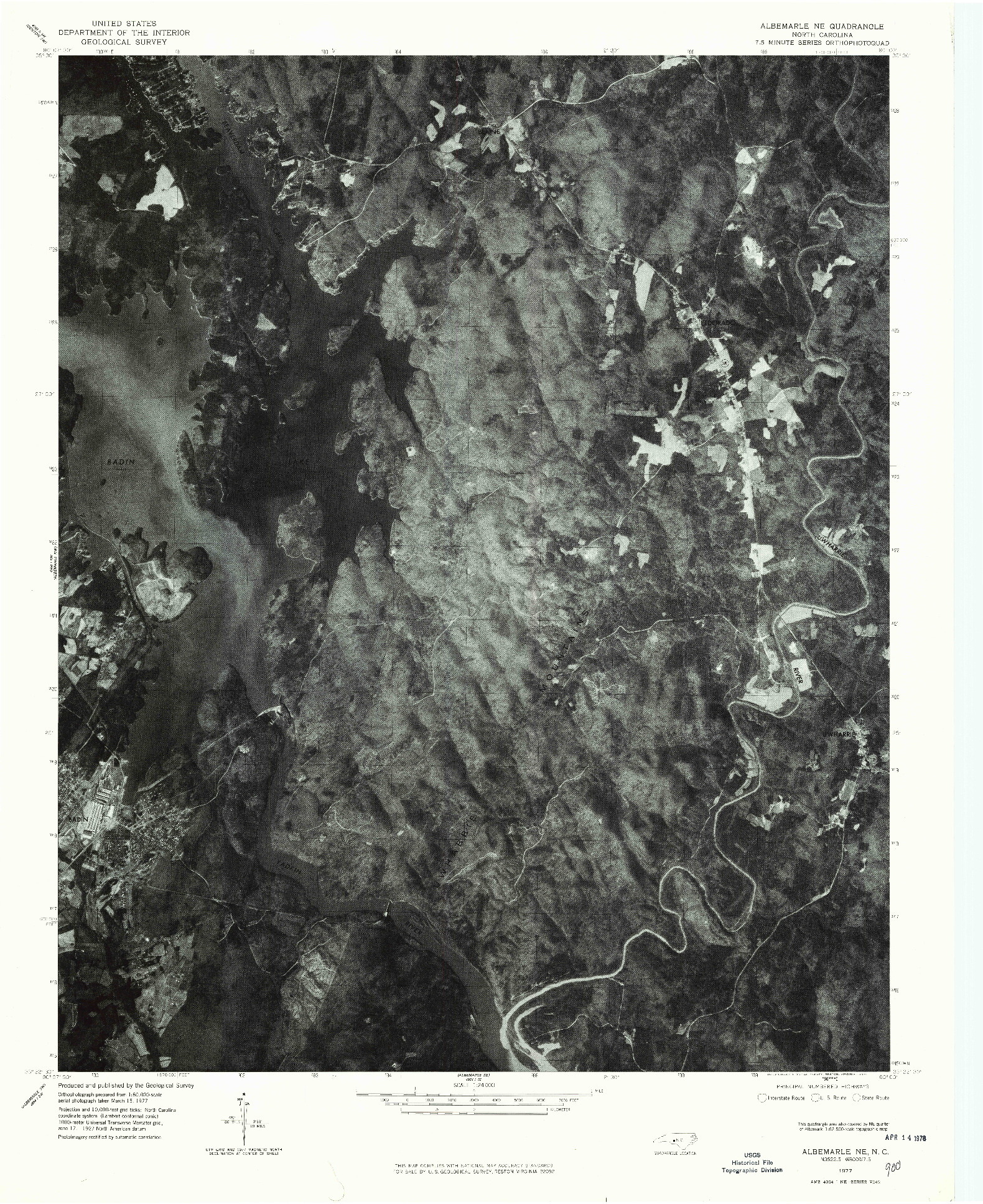 USGS 1:24000-SCALE QUADRANGLE FOR ALBEMARLE NE, NC 1977