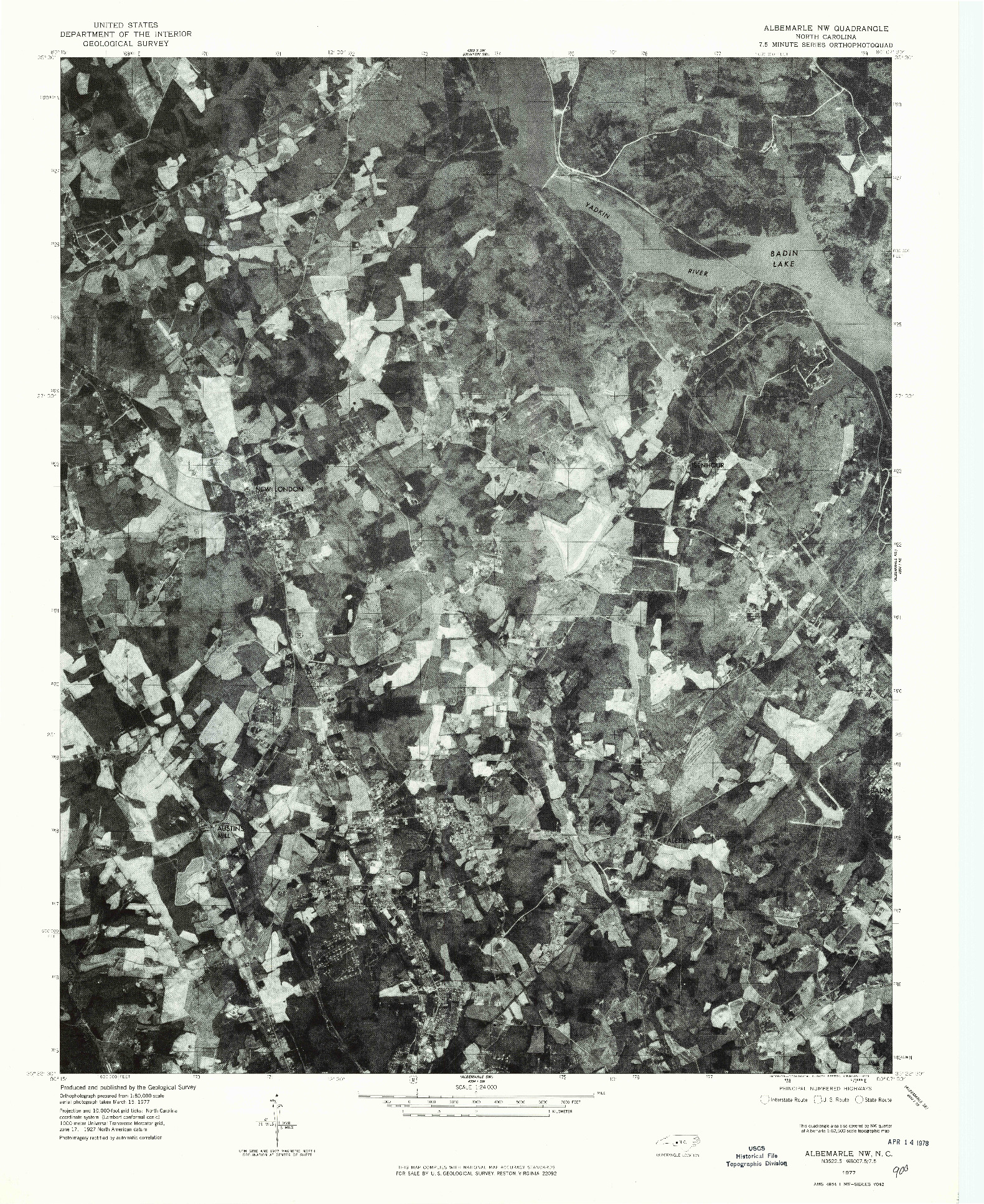 USGS 1:24000-SCALE QUADRANGLE FOR ALBEMARLE NW, NC 1977