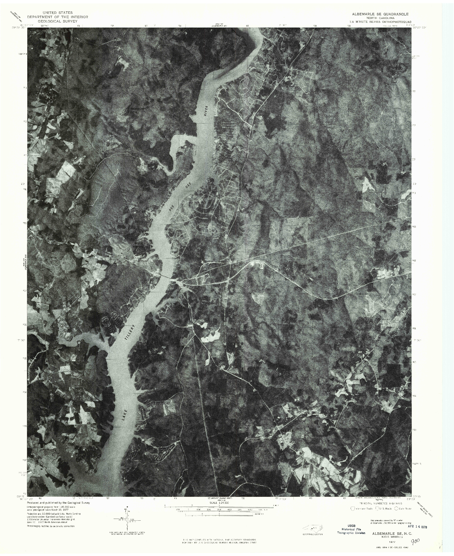 USGS 1:24000-SCALE QUADRANGLE FOR ALBEMARLE SE, NC 1977