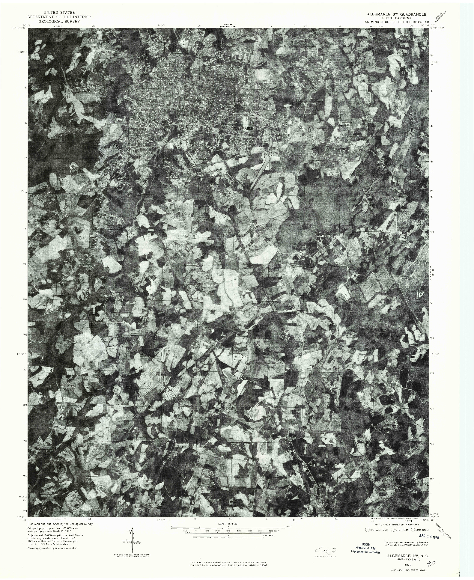 USGS 1:24000-SCALE QUADRANGLE FOR ALBEMARLE SW, NC 1977