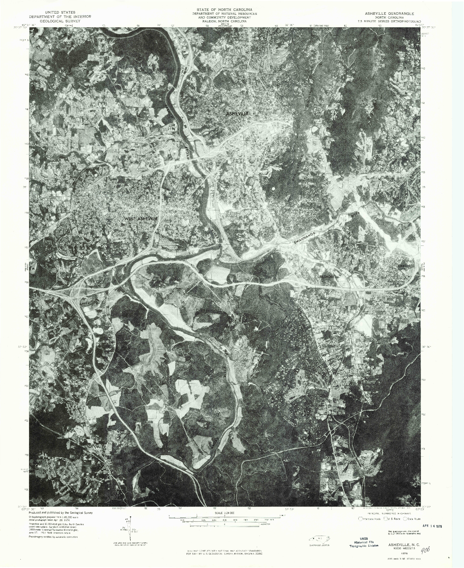 USGS 1:24000-SCALE QUADRANGLE FOR ASHEVILLE, NC 1976