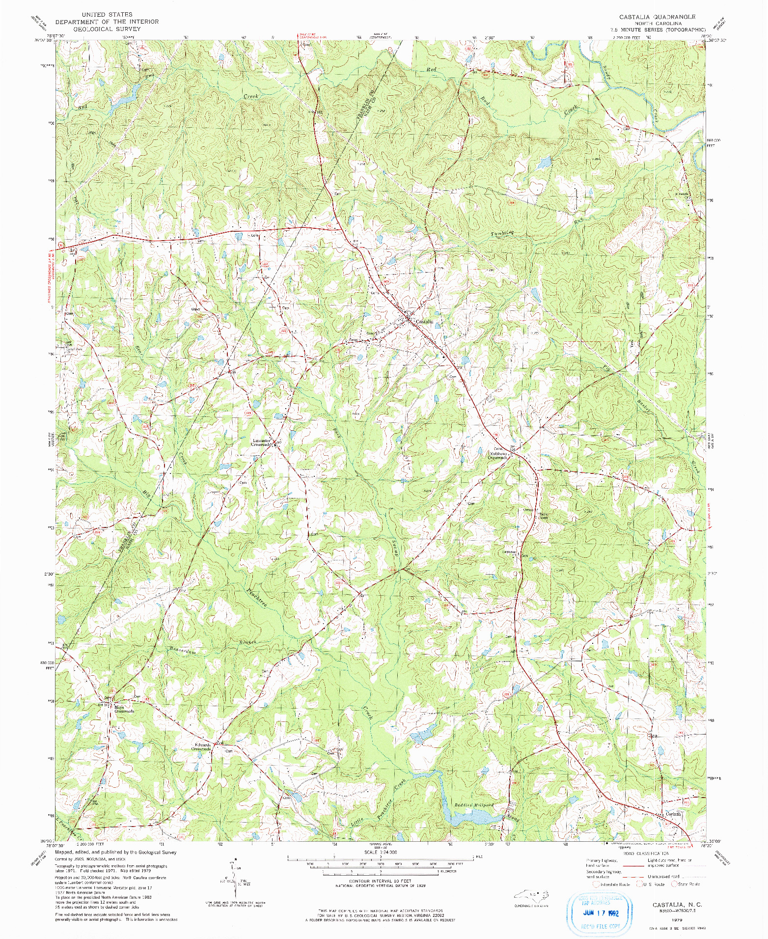 USGS 1:24000-SCALE QUADRANGLE FOR CASTALIA, NC 1979