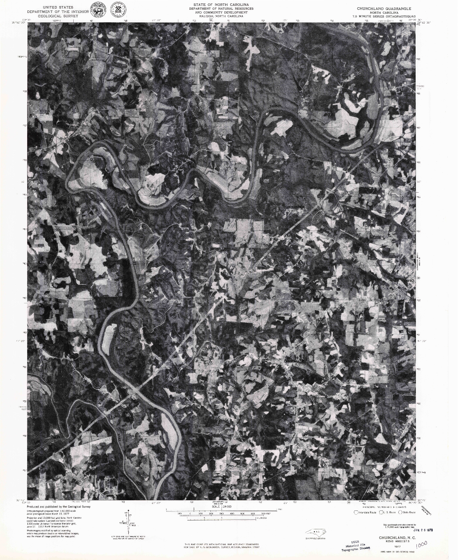 USGS 1:24000-SCALE QUADRANGLE FOR CHURCHLAND, NC 1977