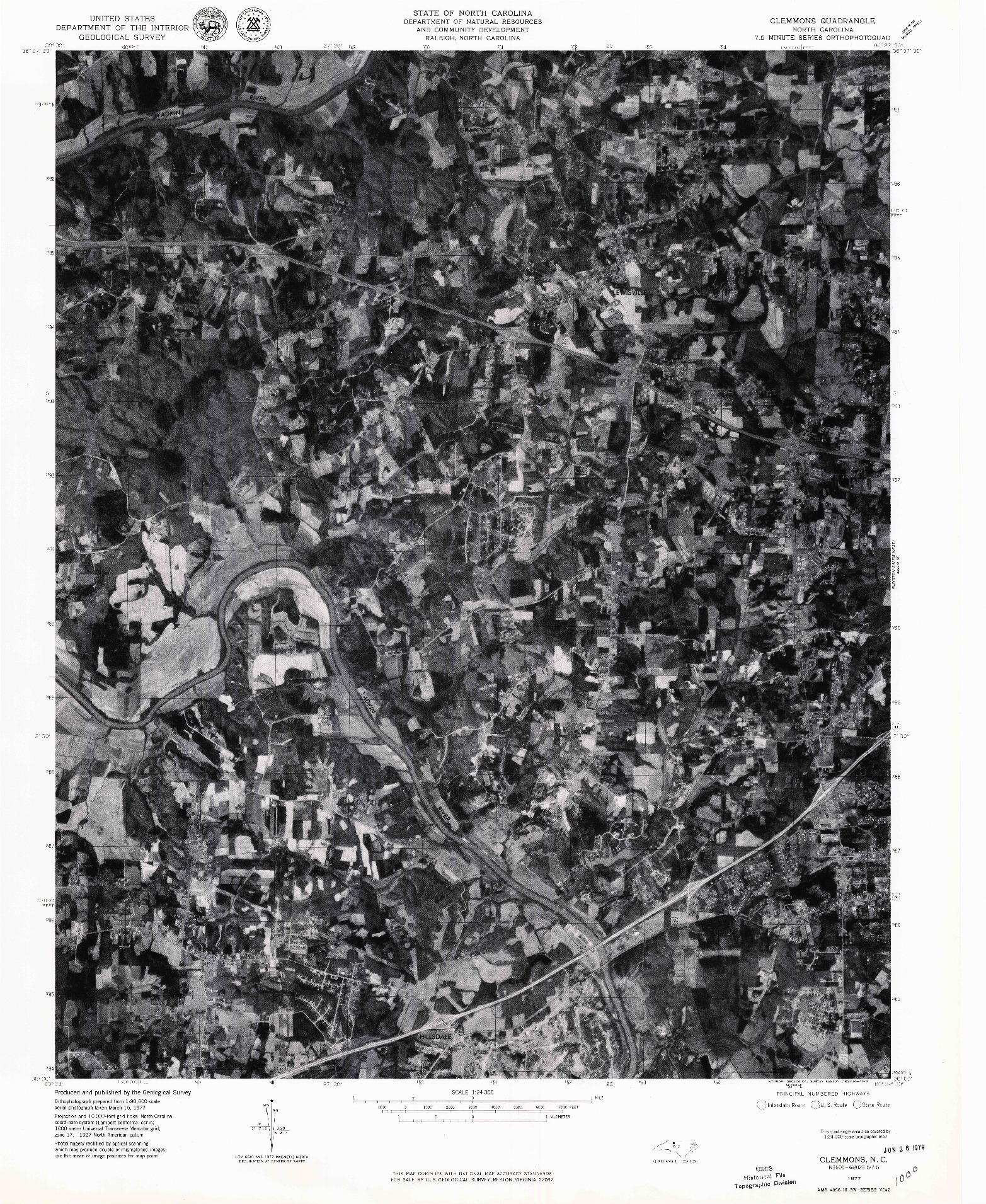 USGS 1:24000-SCALE QUADRANGLE FOR CLEMMONS, NC 1977