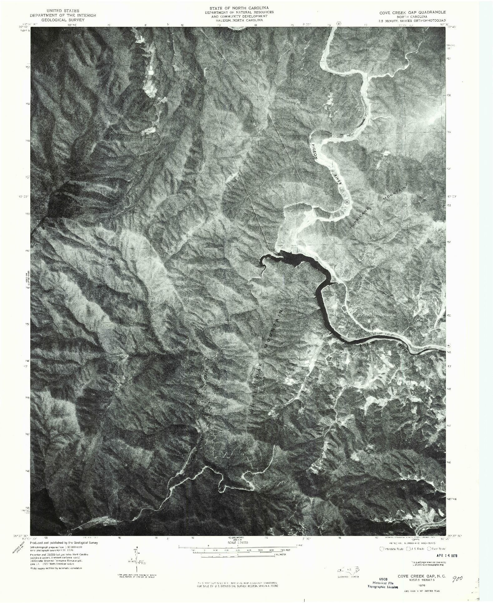 USGS 1:24000-SCALE QUADRANGLE FOR COVE CREEK GAP, NC 1976