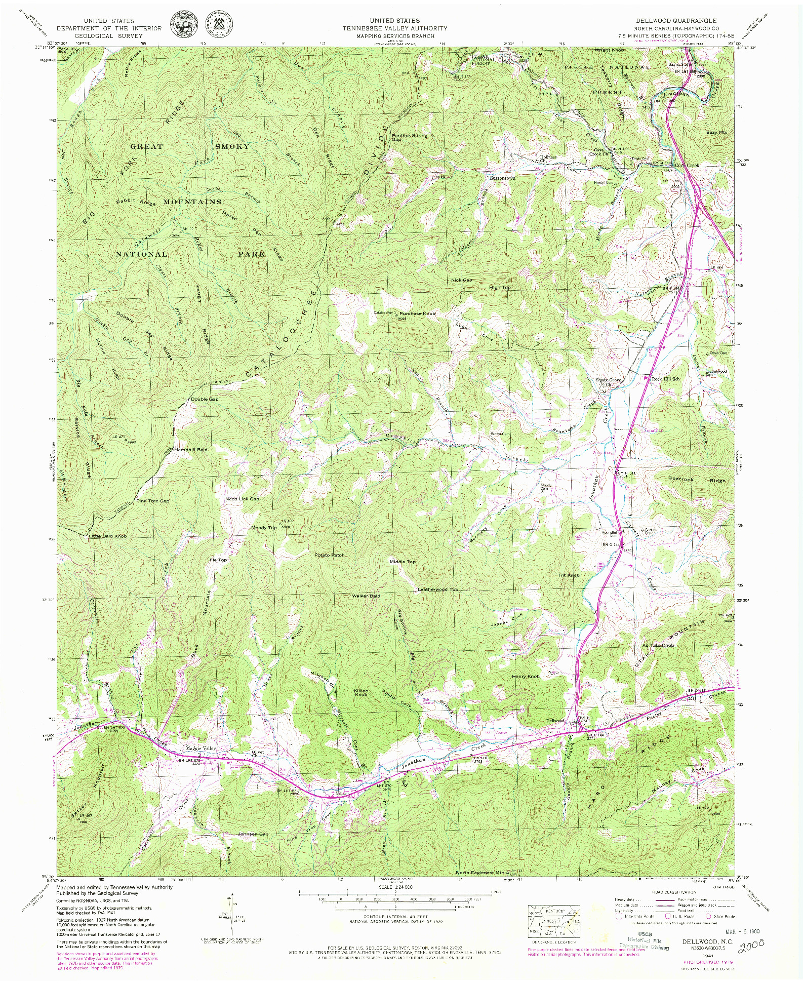 USGS 1:24000-SCALE QUADRANGLE FOR DELLWOOD, NC 1941