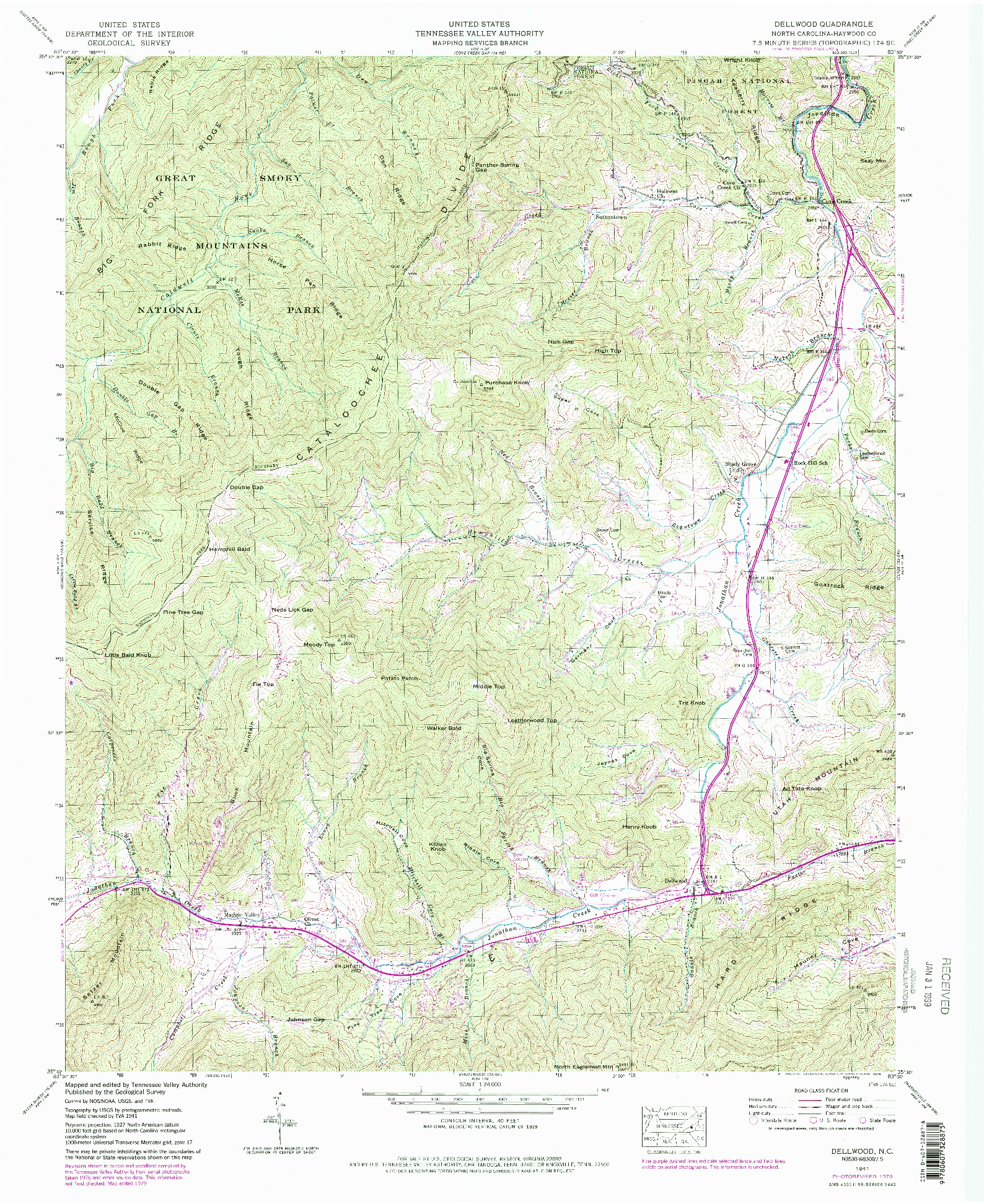 USGS 1:24000-SCALE QUADRANGLE FOR DELLWOOD, NC 1941