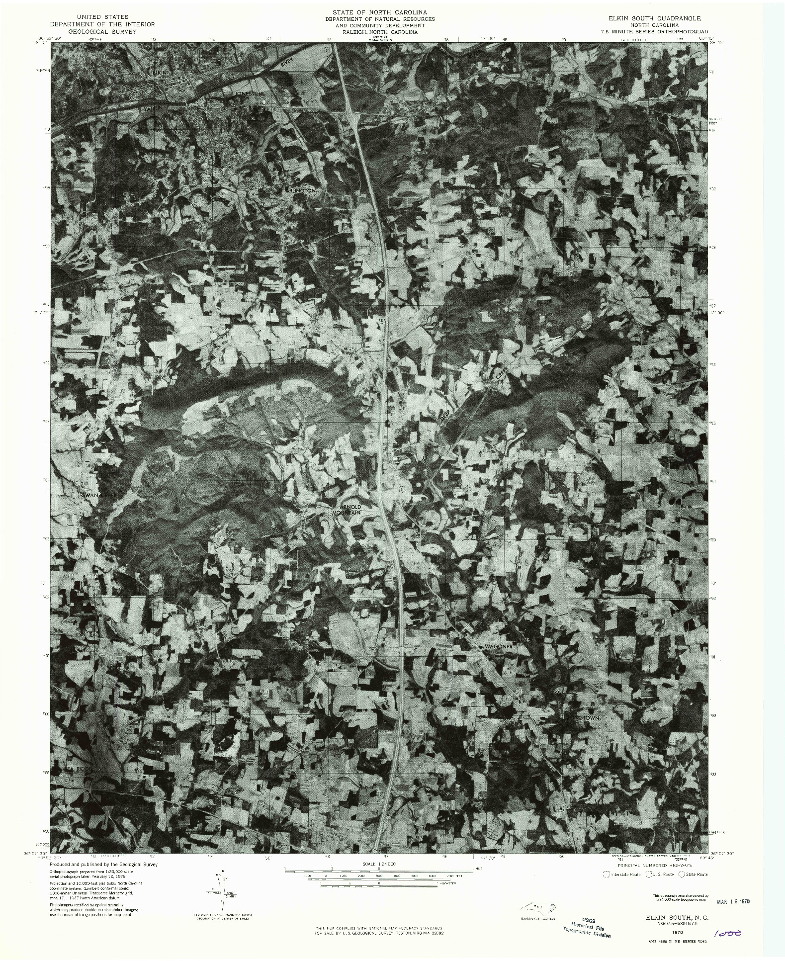 USGS 1:24000-SCALE QUADRANGLE FOR ELKIN SOUTH, NC 1976