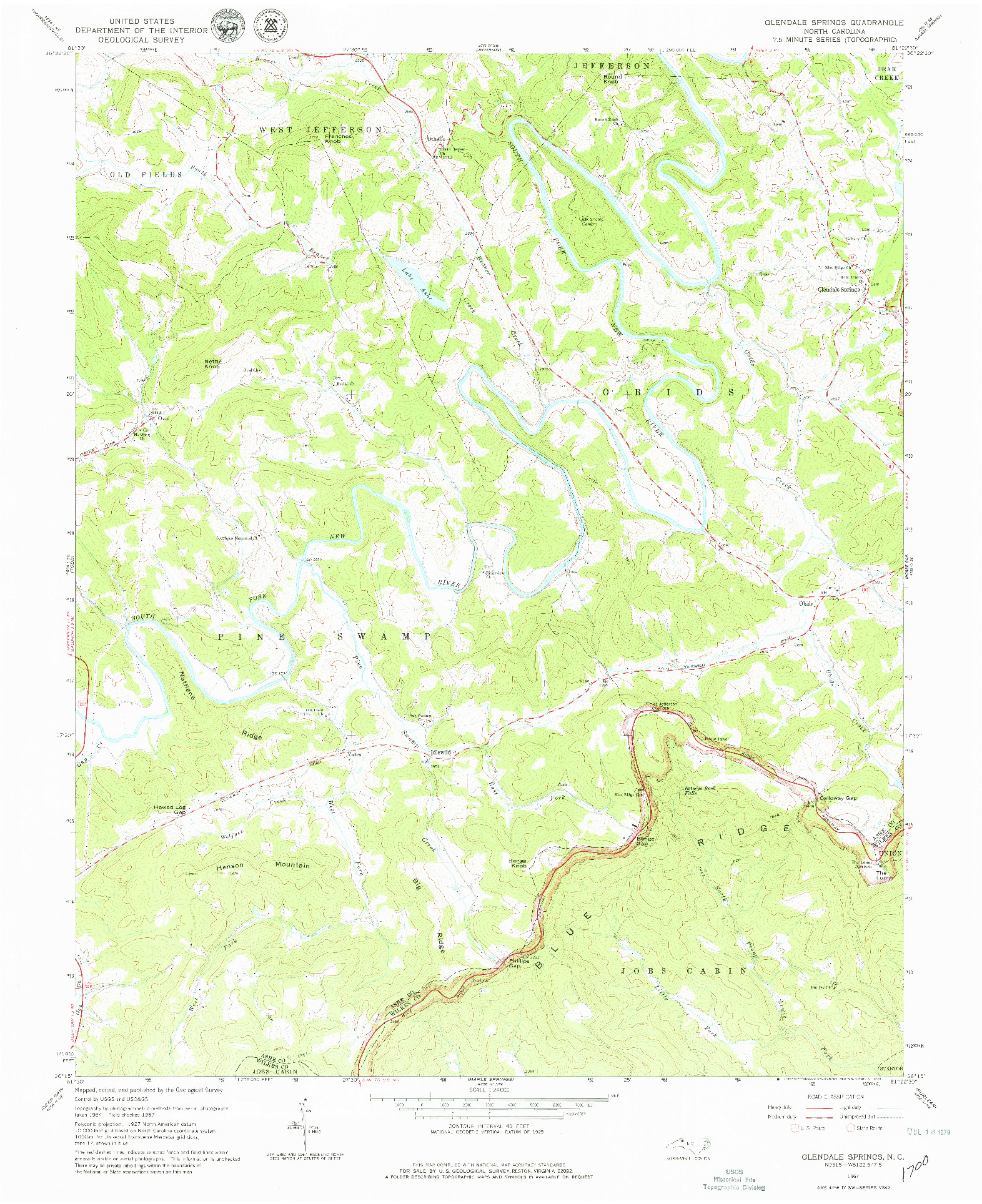 USGS 1:24000-SCALE QUADRANGLE FOR GLENDALE SPRINGS, NC 1967