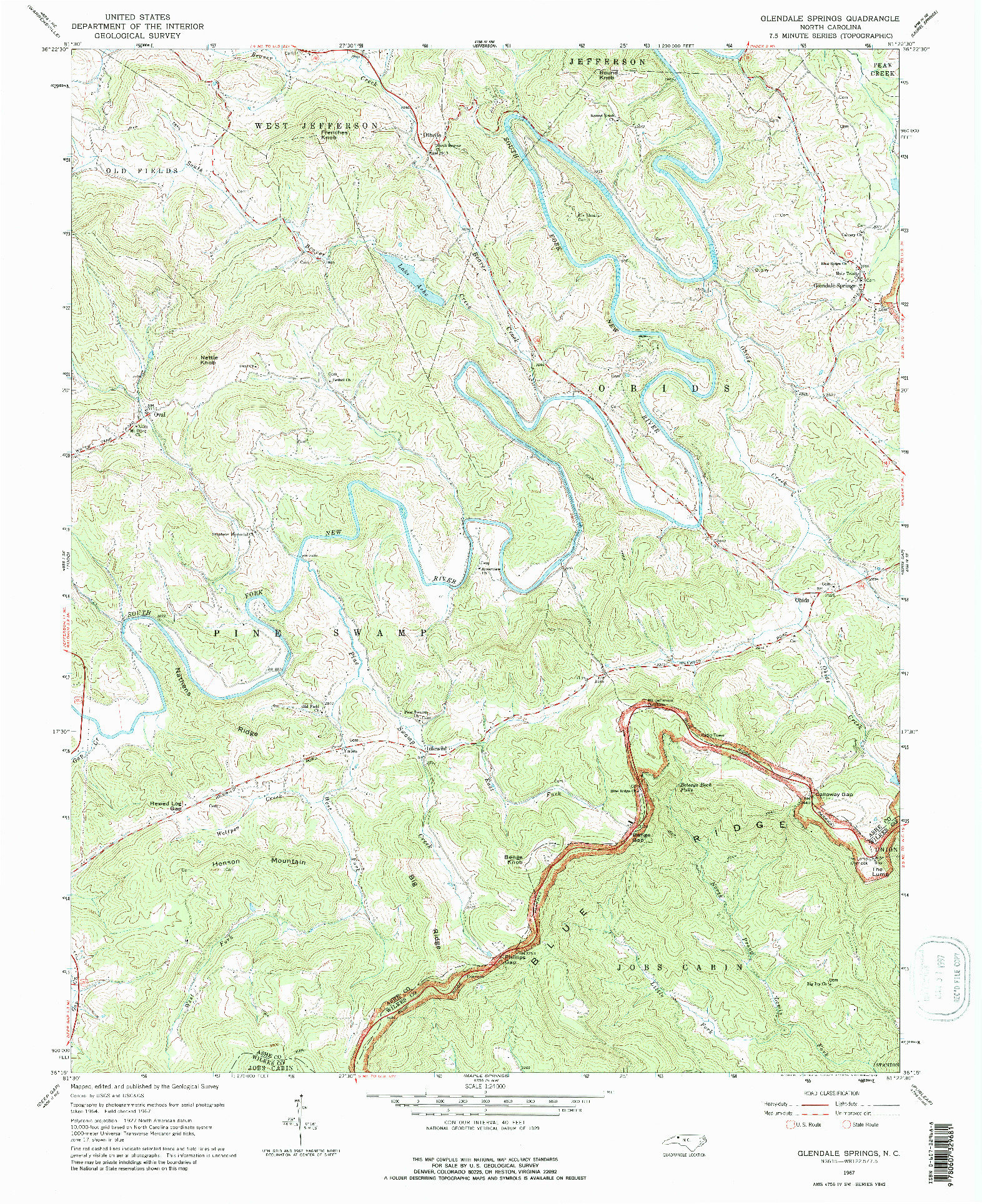 USGS 1:24000-SCALE QUADRANGLE FOR GLENDALE SPRINGS, NC 1967