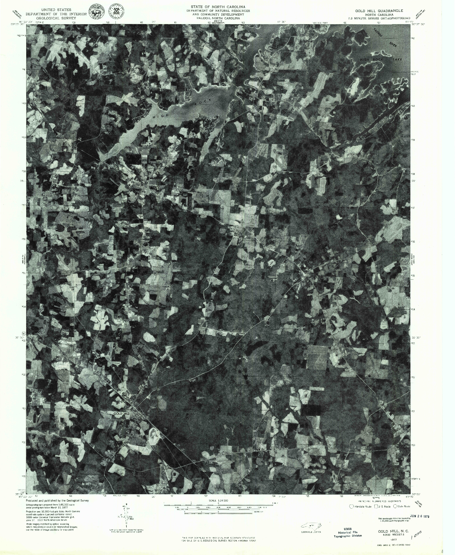 USGS 1:24000-SCALE QUADRANGLE FOR GOLD HILL, NC 1977