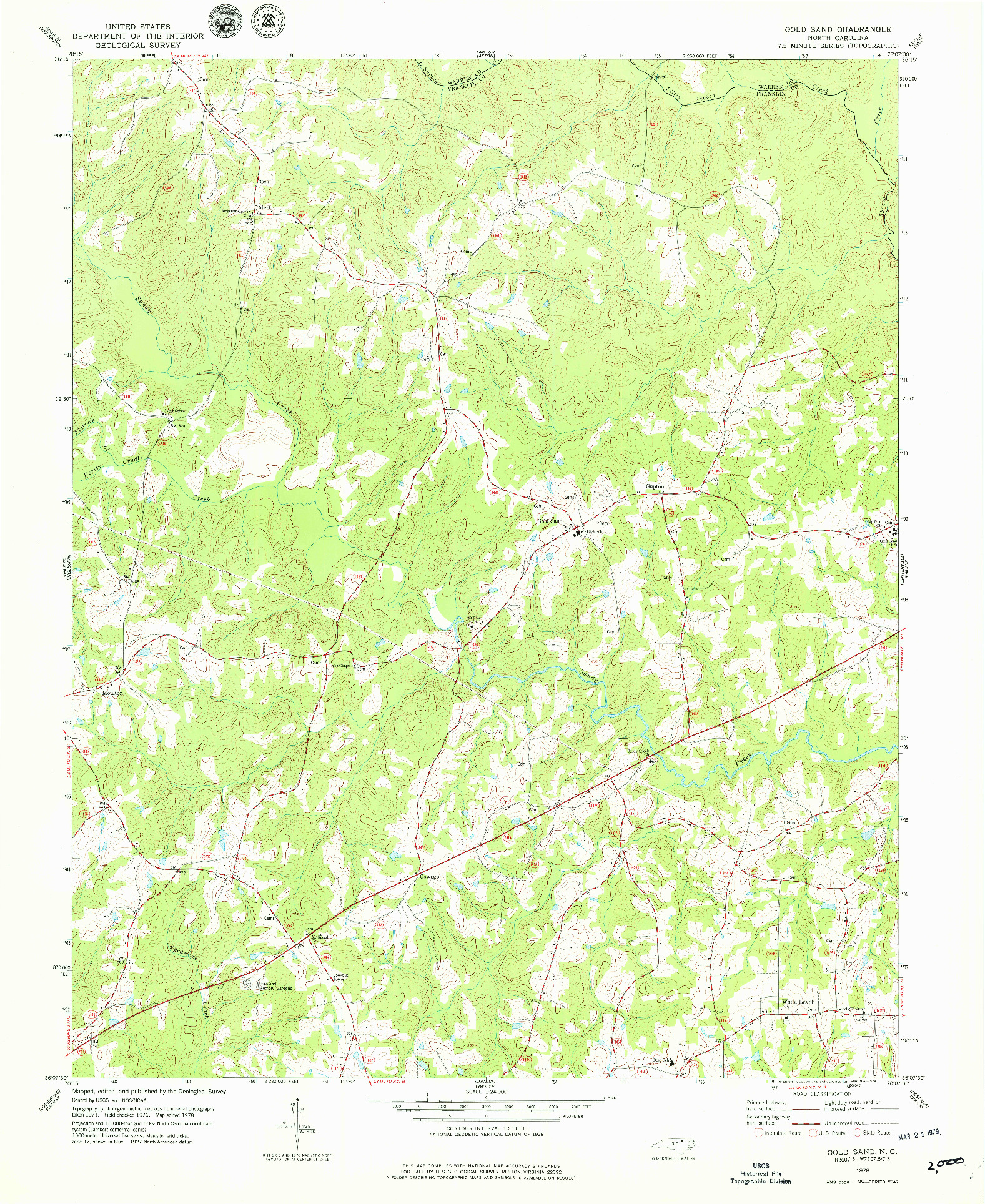 USGS 1:24000-SCALE QUADRANGLE FOR GOLD SAND, NC 1978