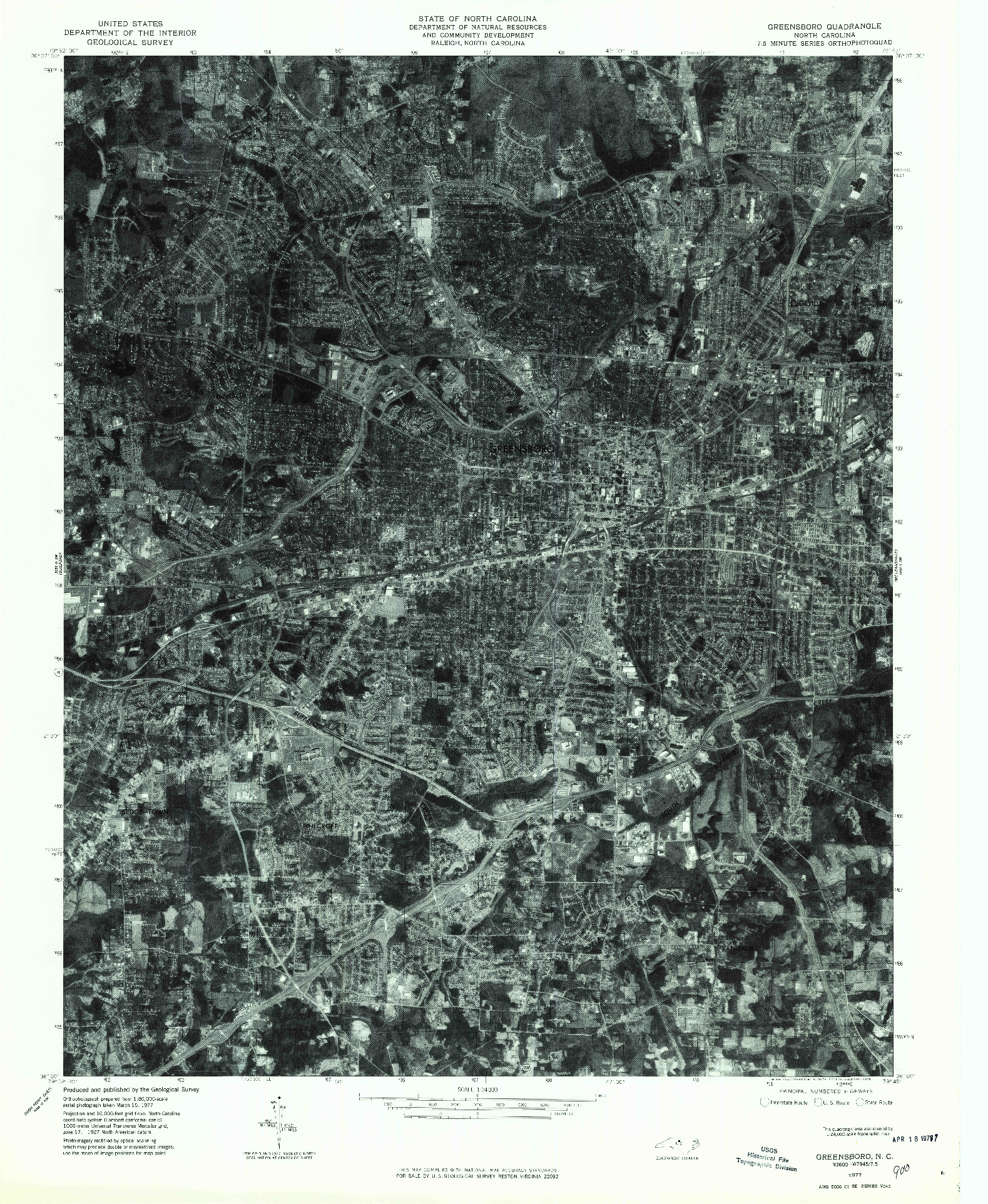 USGS 1:24000-SCALE QUADRANGLE FOR GREENSBORO, NC 1977