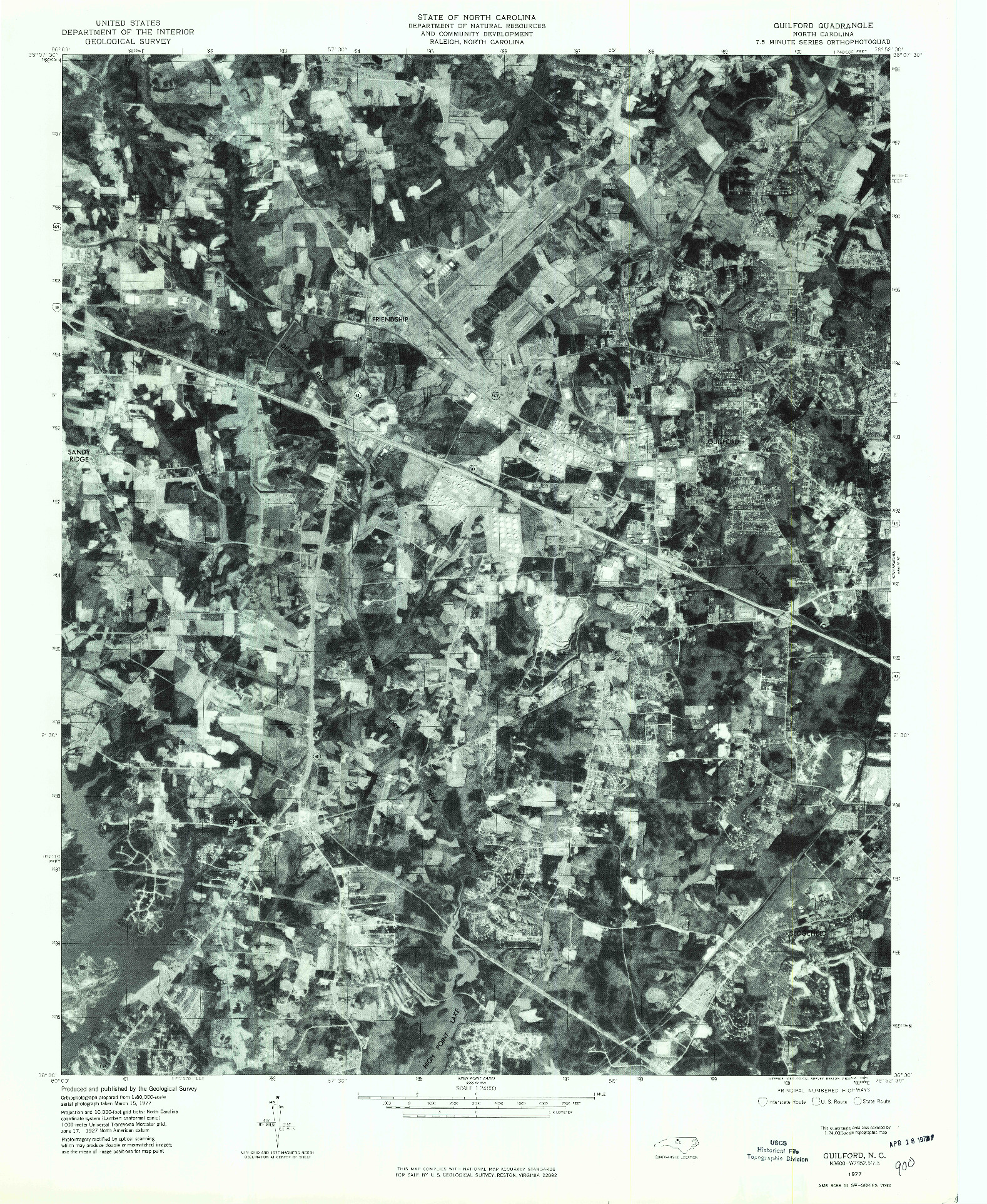 USGS 1:24000-SCALE QUADRANGLE FOR GUILFORD, NC 1977