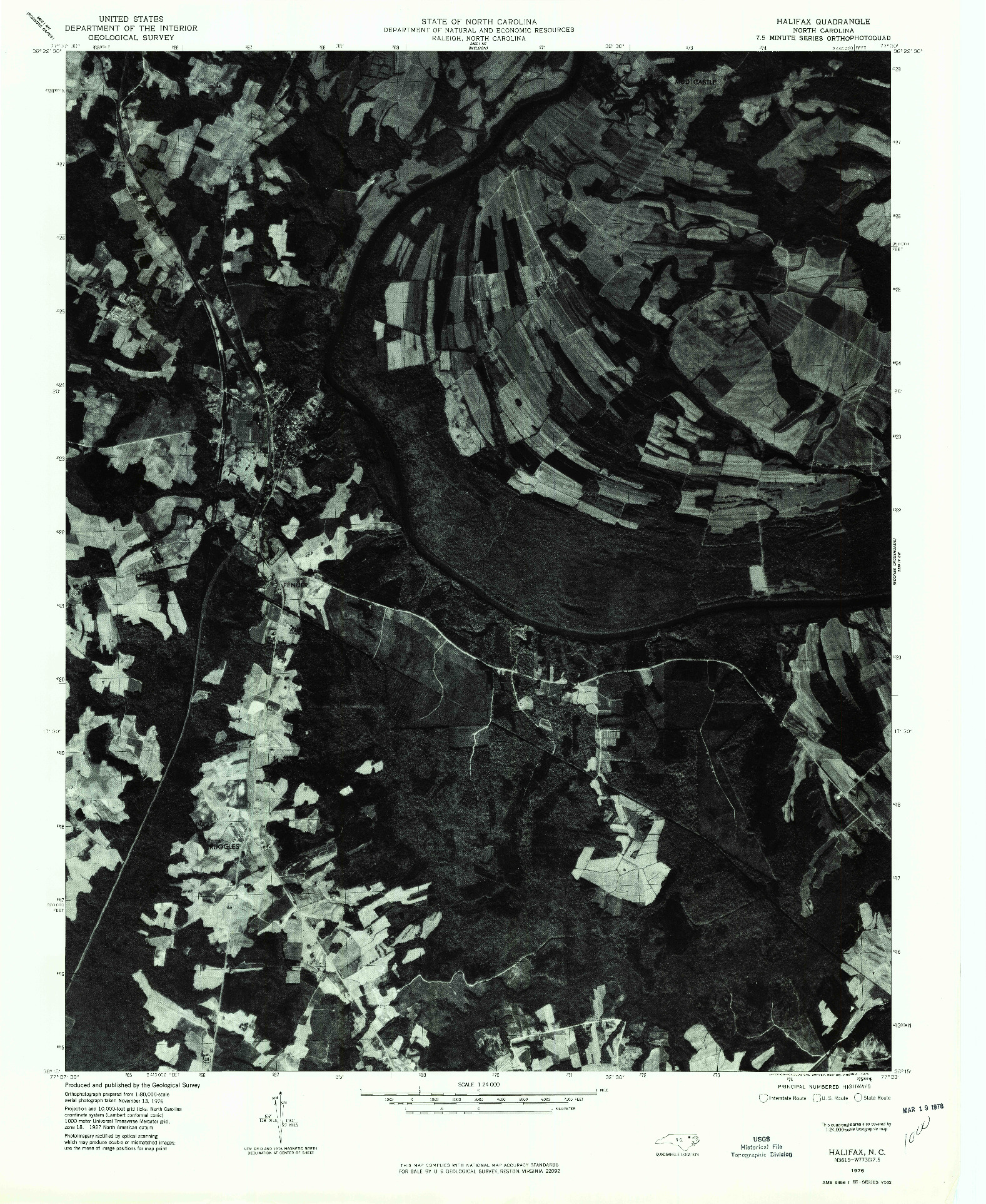 USGS 1:24000-SCALE QUADRANGLE FOR HALIFAX, NC 1976