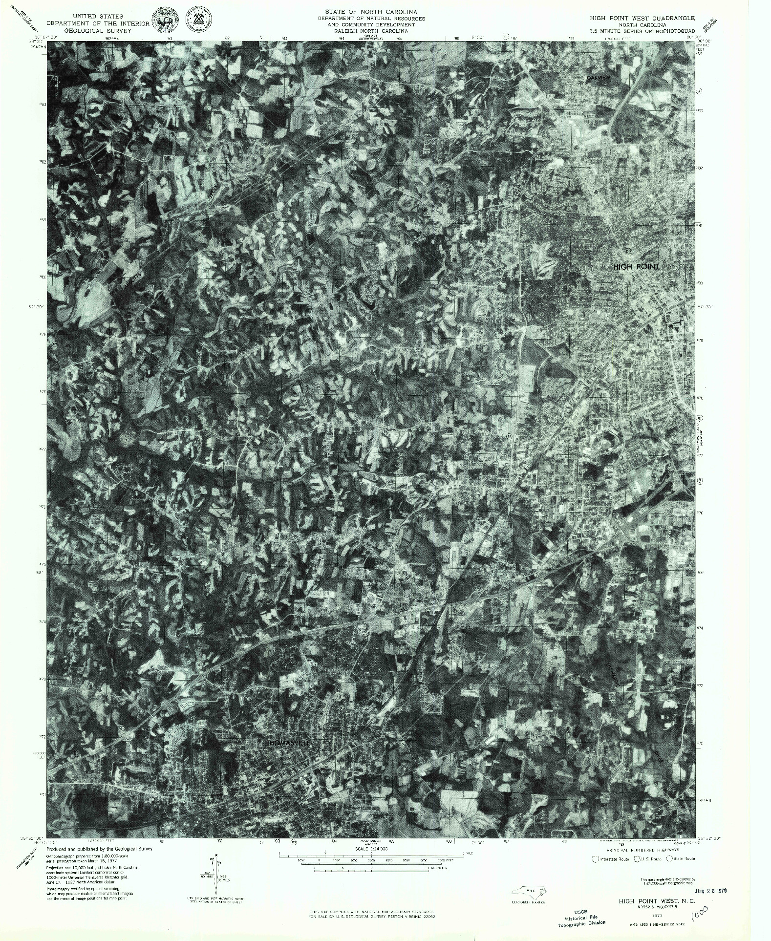 USGS 1:24000-SCALE QUADRANGLE FOR HIGH POINT WEST, NC 1977