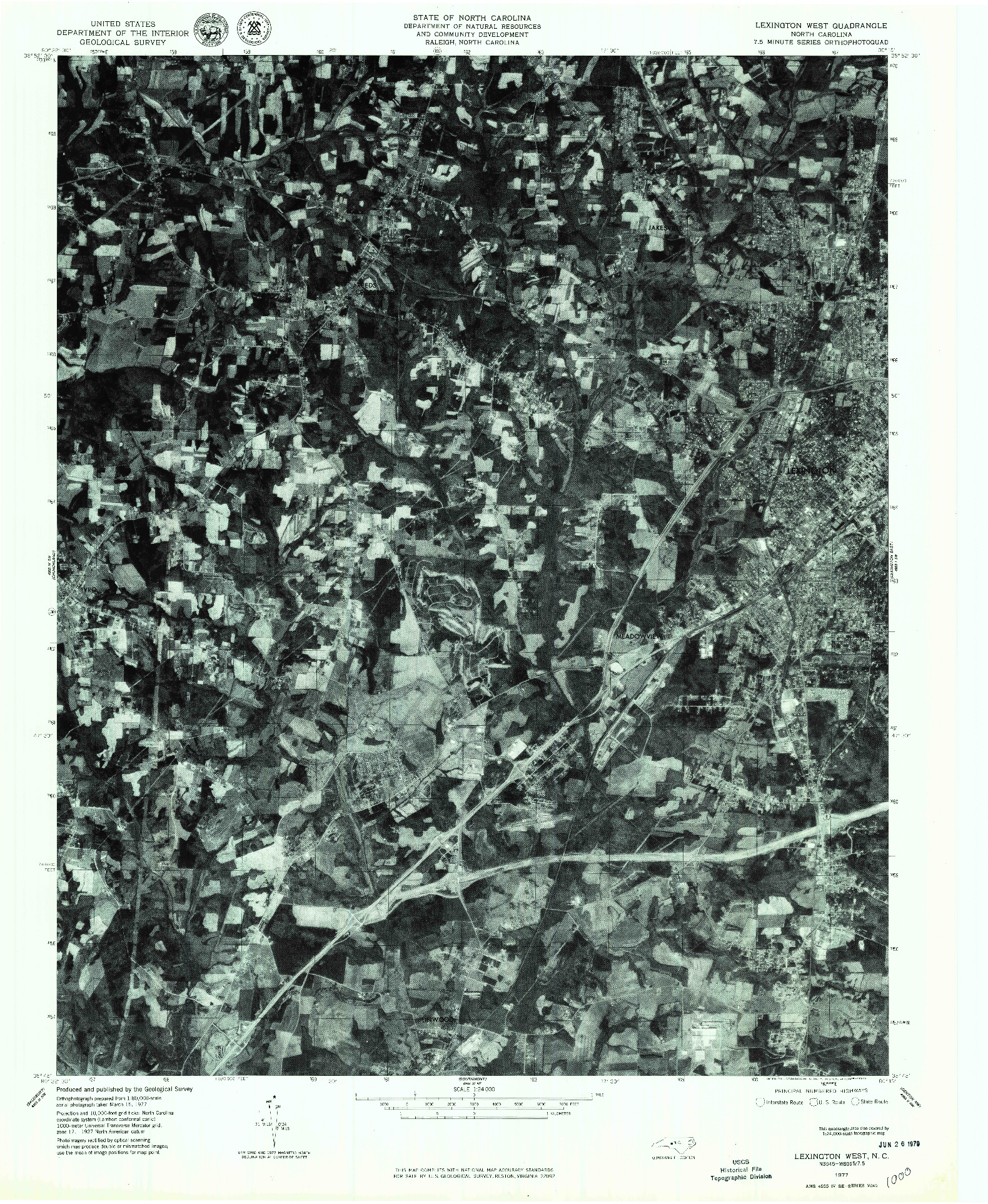 USGS 1:24000-SCALE QUADRANGLE FOR LEXINGTON WEST, NC 1977