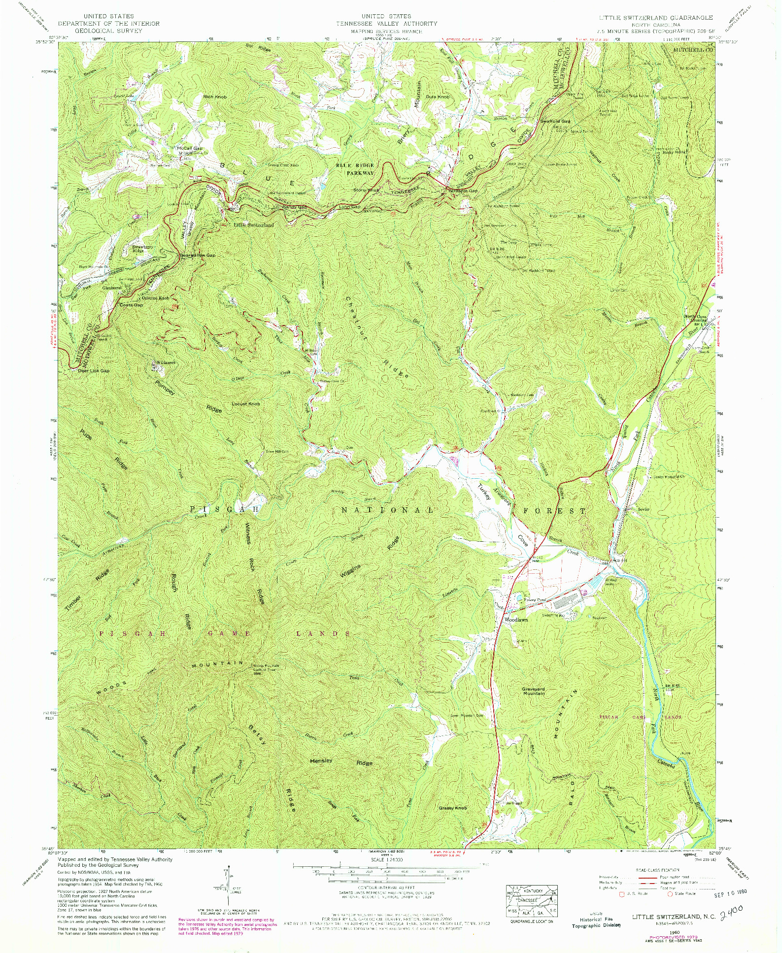 USGS 1:24000-SCALE QUADRANGLE FOR LITTLE SWITZERLAND, NC 1960