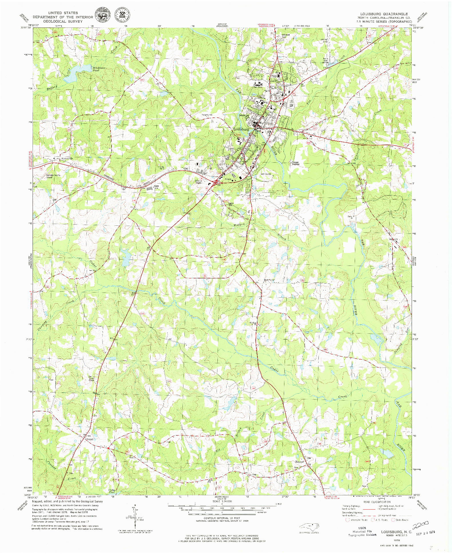 USGS 1:24000-SCALE QUADRANGLE FOR LOUISBURG, NC 1978