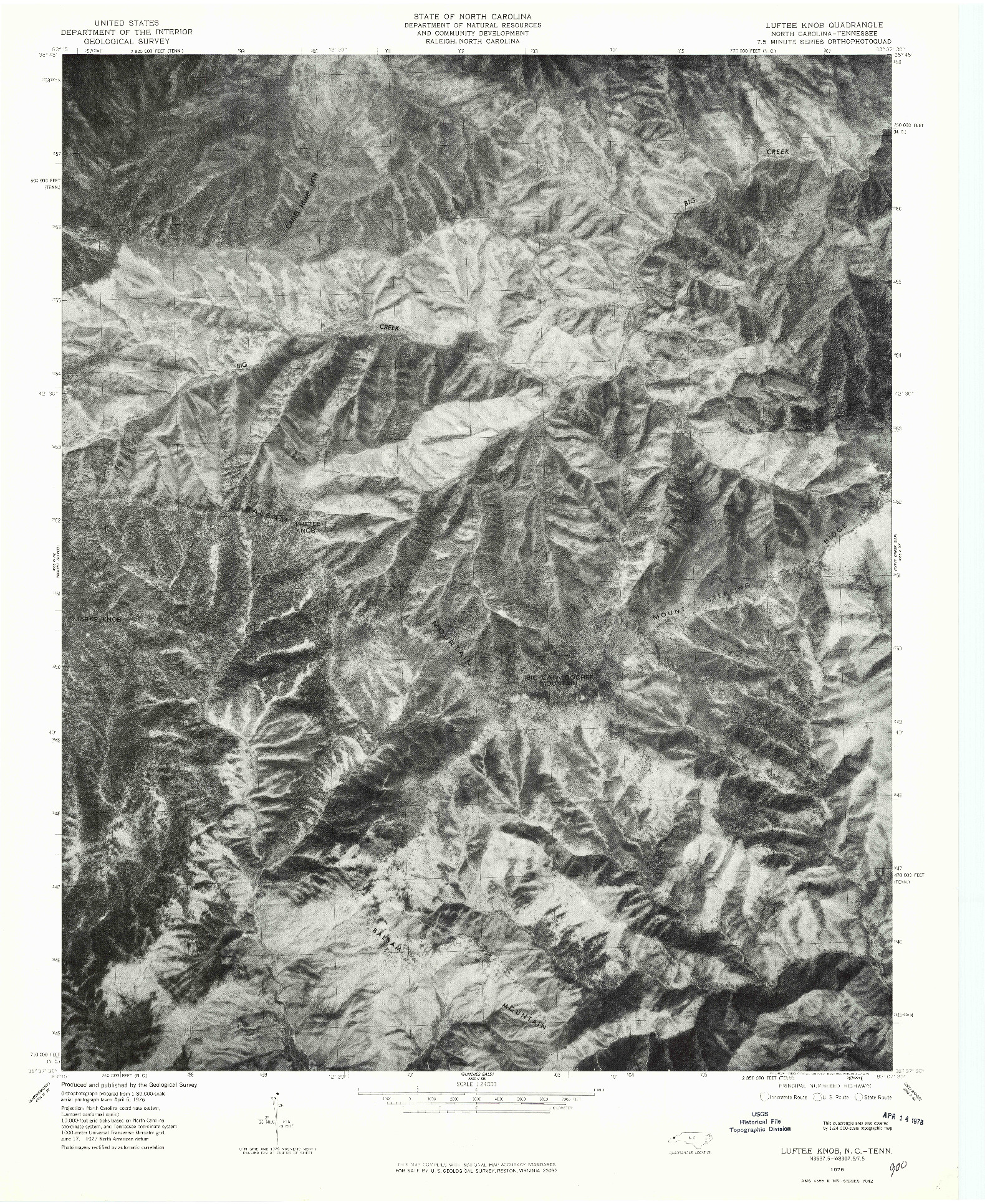 USGS 1:24000-SCALE QUADRANGLE FOR LUFTEE KNOB, NC 1976