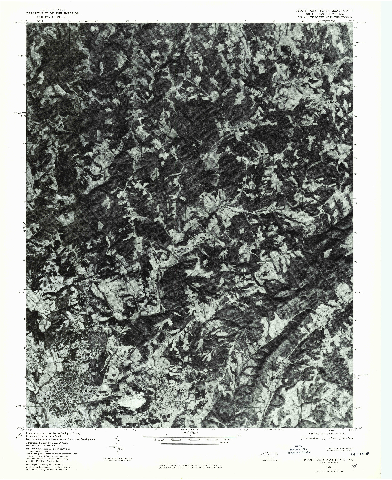 USGS 1:24000-SCALE QUADRANGLE FOR MOUNT AIRY NORTH, NC 1976