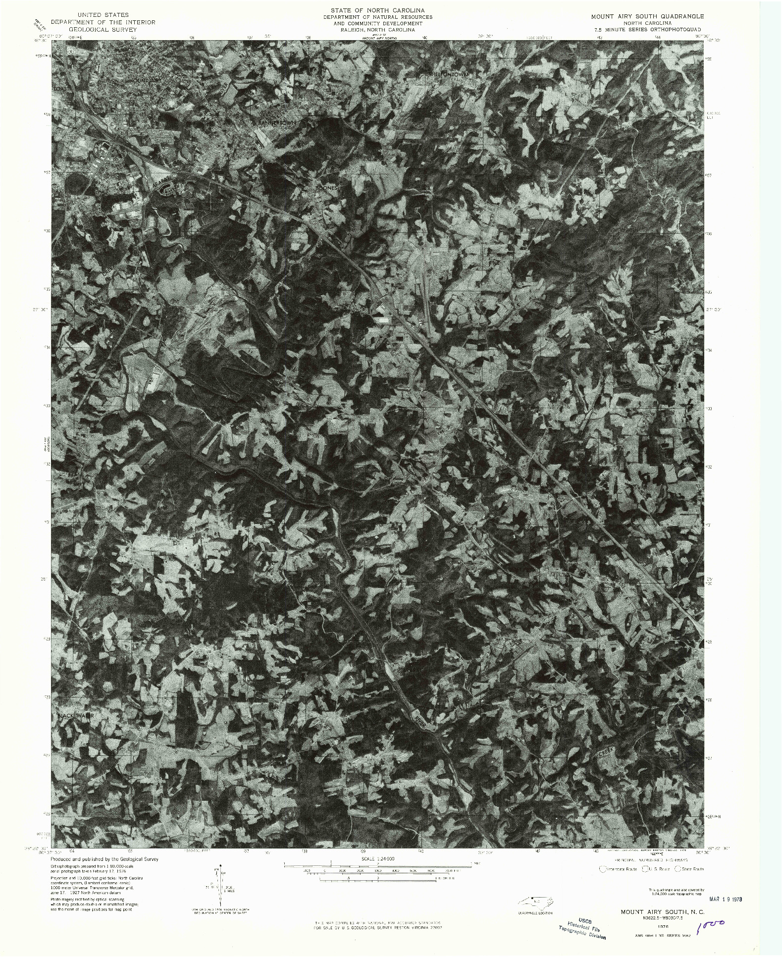 USGS 1:24000-SCALE QUADRANGLE FOR MOUNT AIRY SOUTH, NC 1976