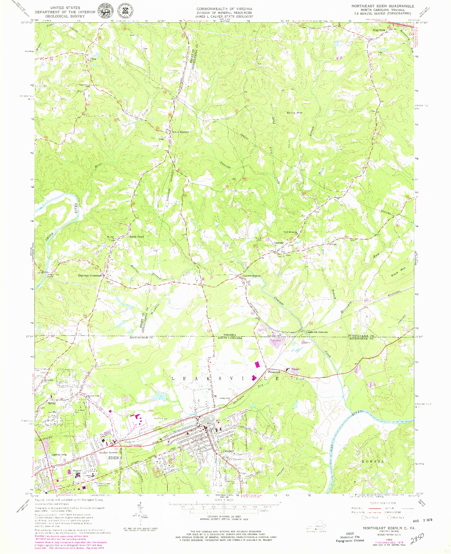 USGS 1:24000-SCALE QUADRANGLE FOR NORTHEAST EDEN, NC 1965