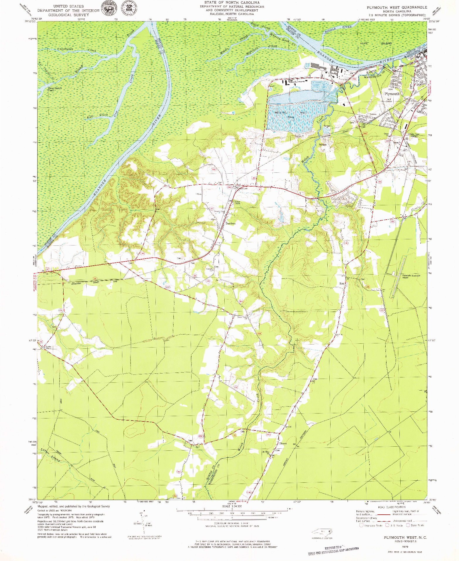 USGS 1:24000-SCALE QUADRANGLE FOR PLYMOUTH WEST, NC 1979