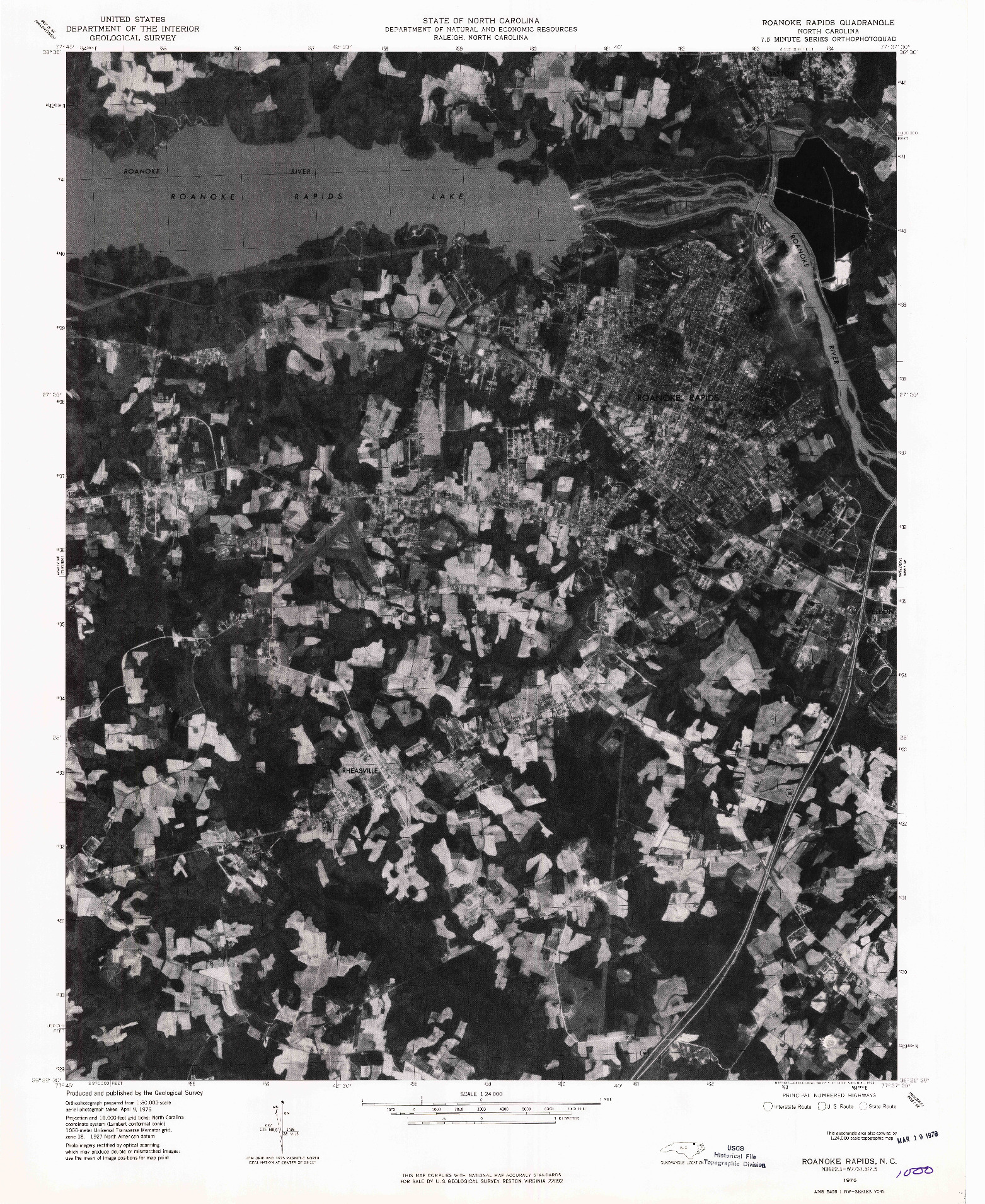 USGS 1:24000-SCALE QUADRANGLE FOR ROANOKE RAPIDS, NC 1975