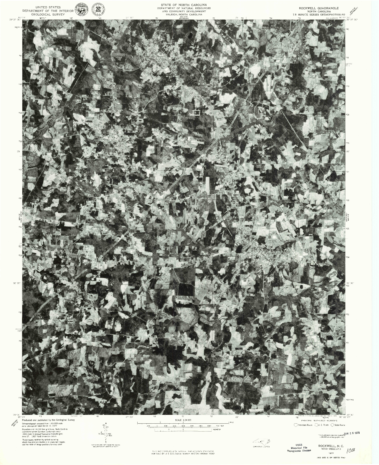 USGS 1:24000-SCALE QUADRANGLE FOR ROCKWELL, NC 1977