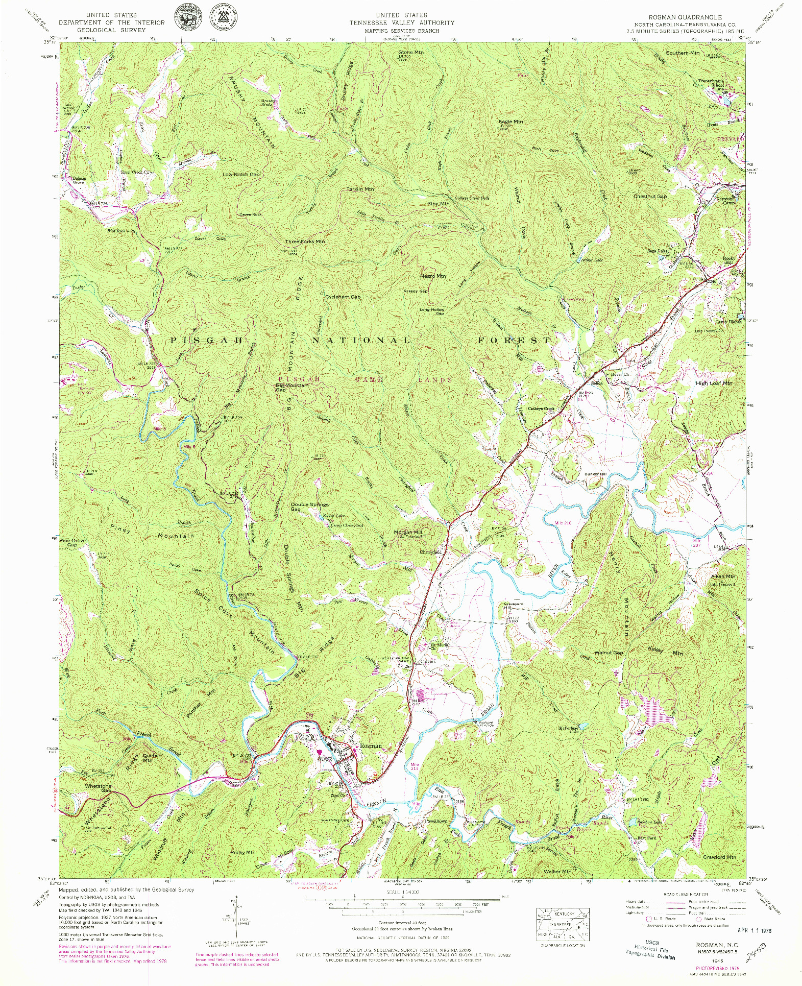 USGS 1:24000-SCALE QUADRANGLE FOR ROSMAN, NC 1945