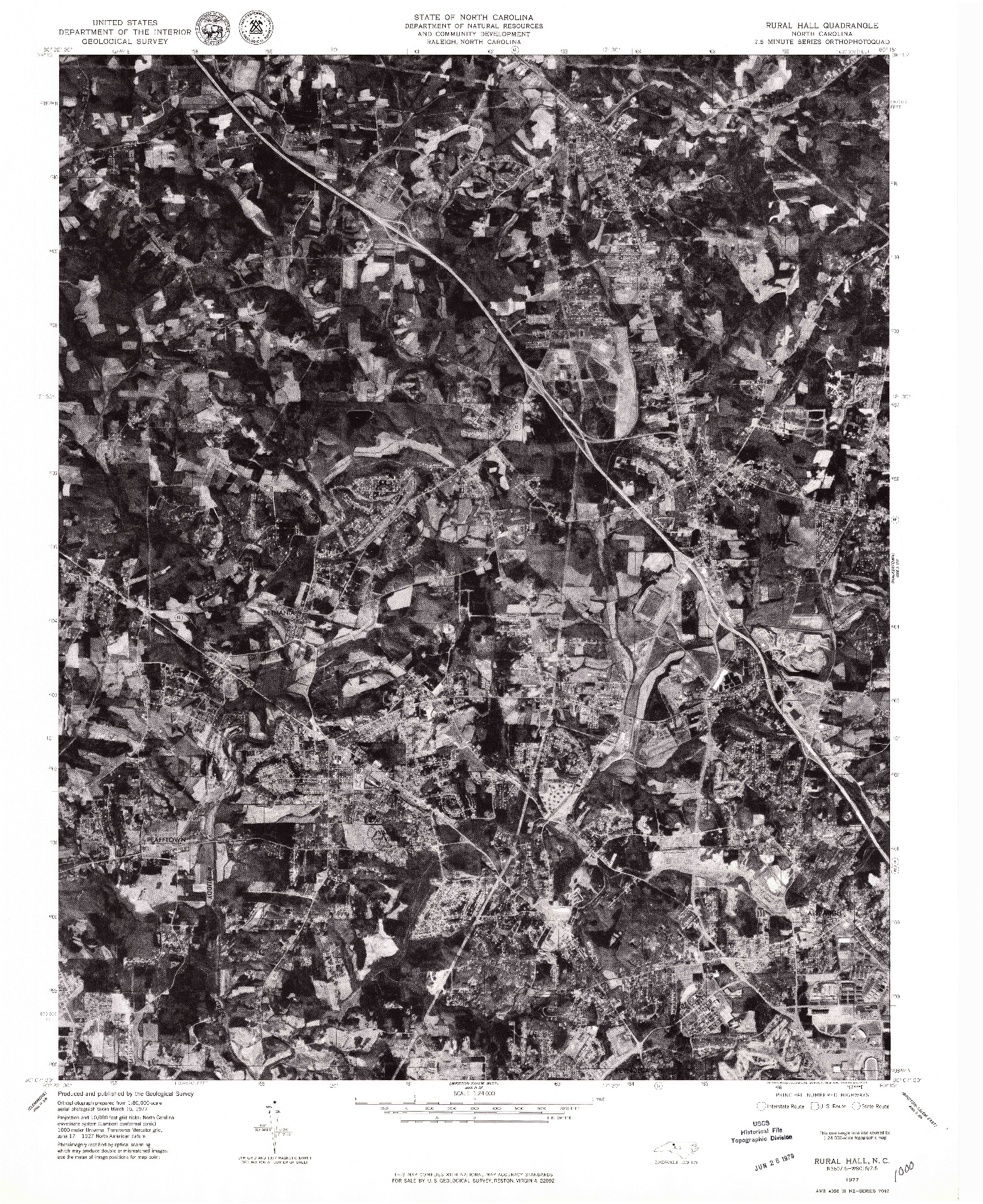 USGS 1:24000-SCALE QUADRANGLE FOR RURAL HALL, NC 1977