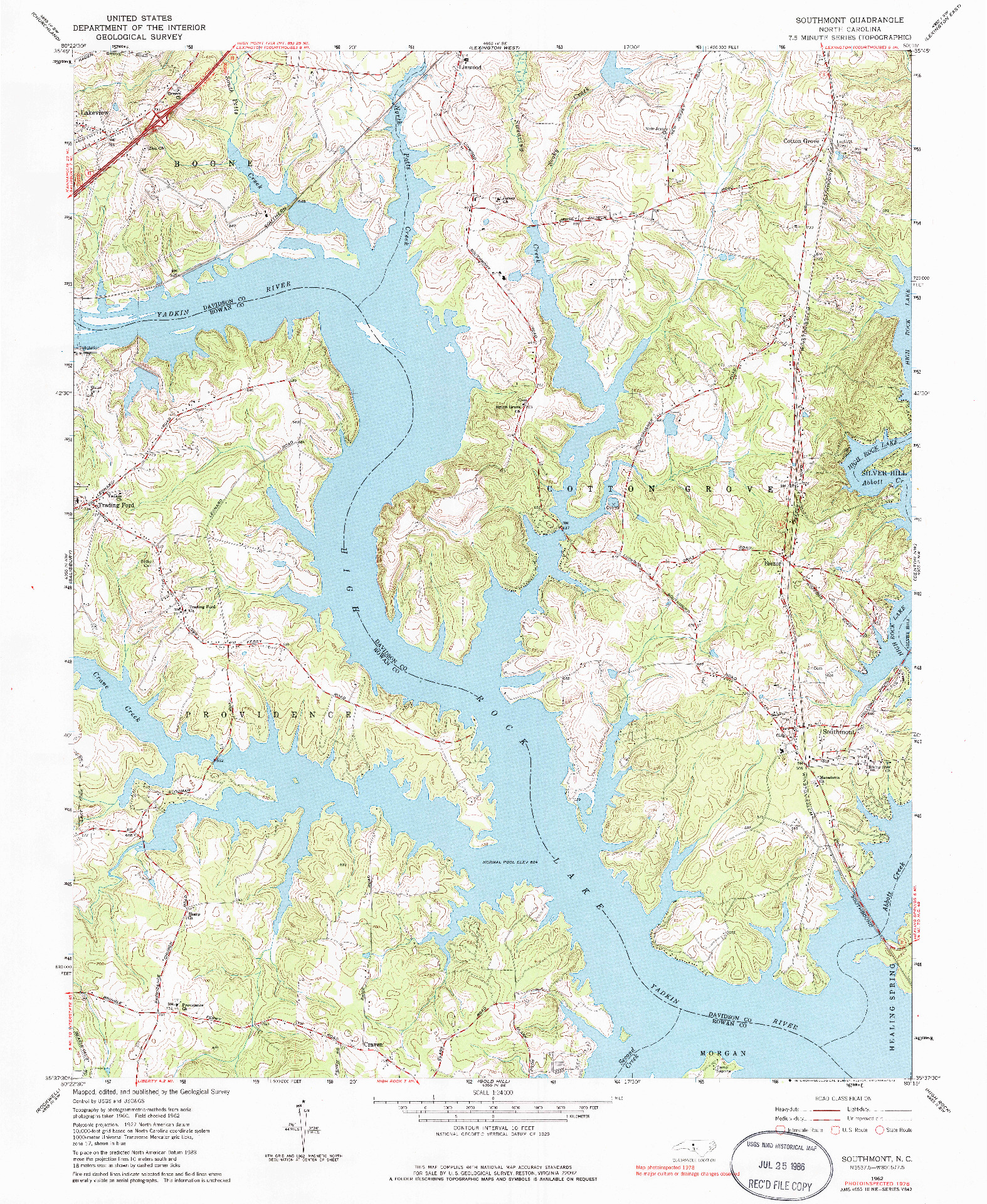 USGS 1:24000-SCALE QUADRANGLE FOR SOUTHMONT, NC 1962